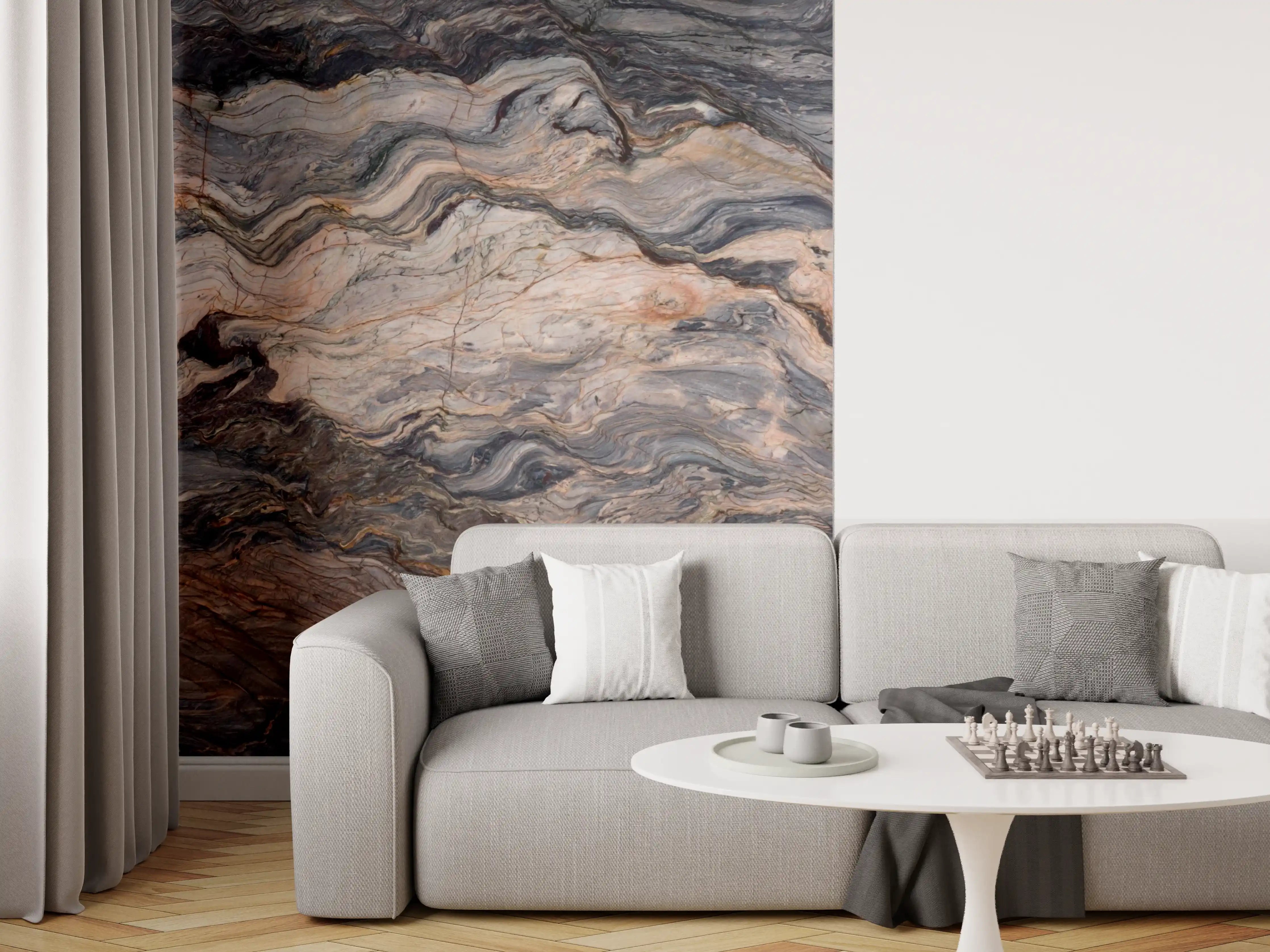 Wandverkleidung Wohnzimmer - Naturreiches Marmormuster