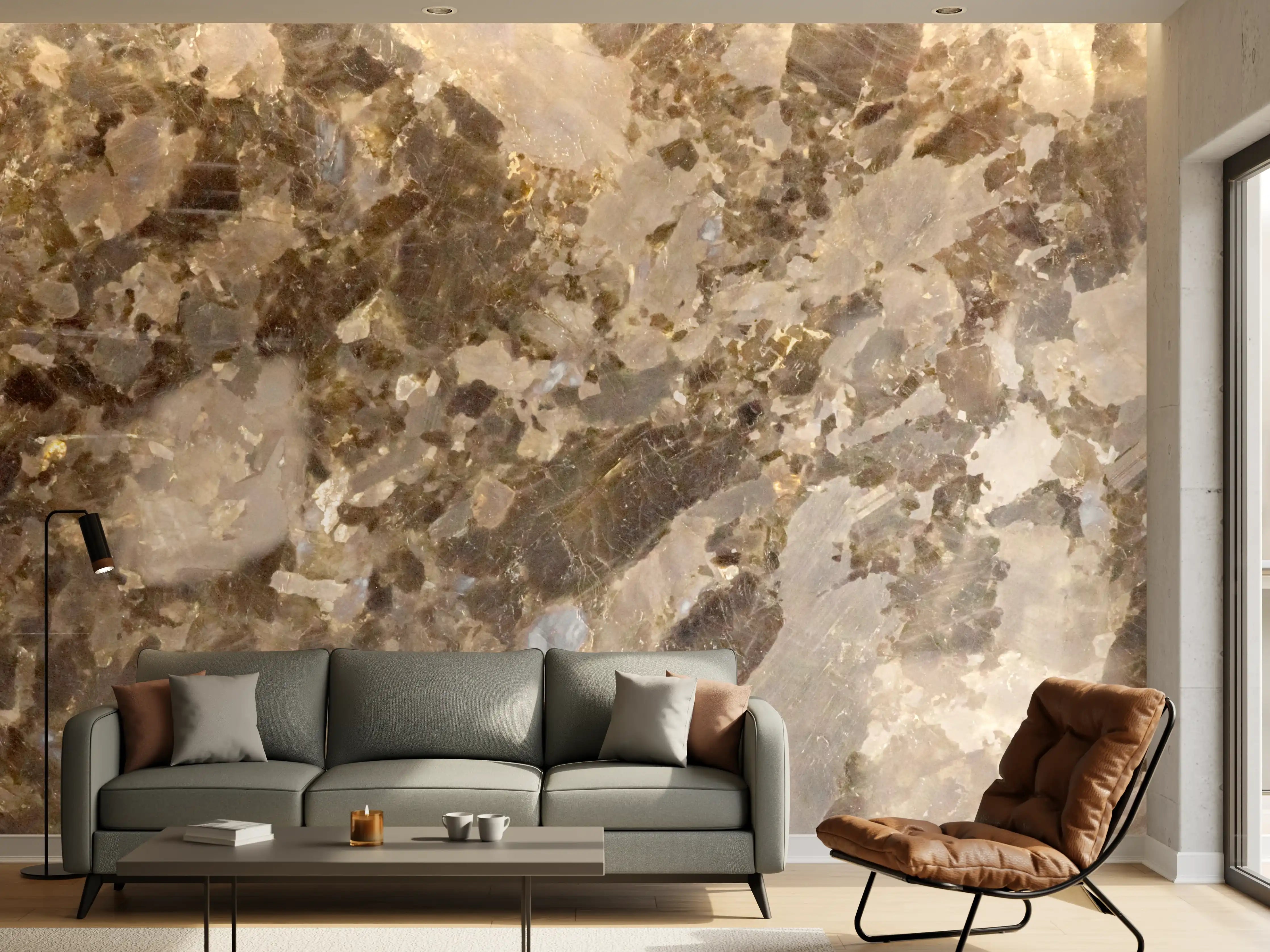 Wandverkleidung Wohnzimmer - Naturstein-Optik Wandgestaltung