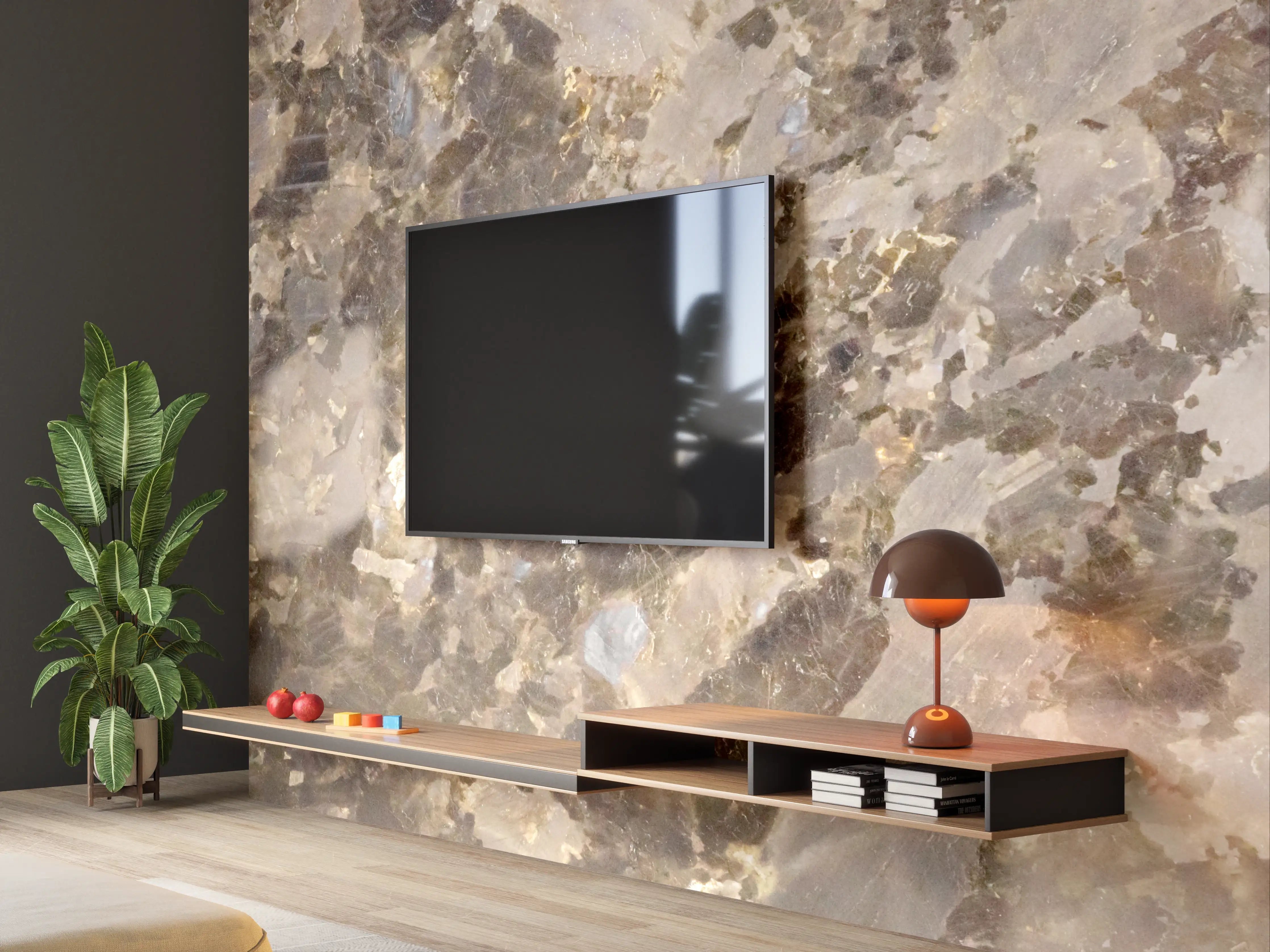 Wandverkleidung Wohnzimmer - Naturstein-Optik Wandgestaltung