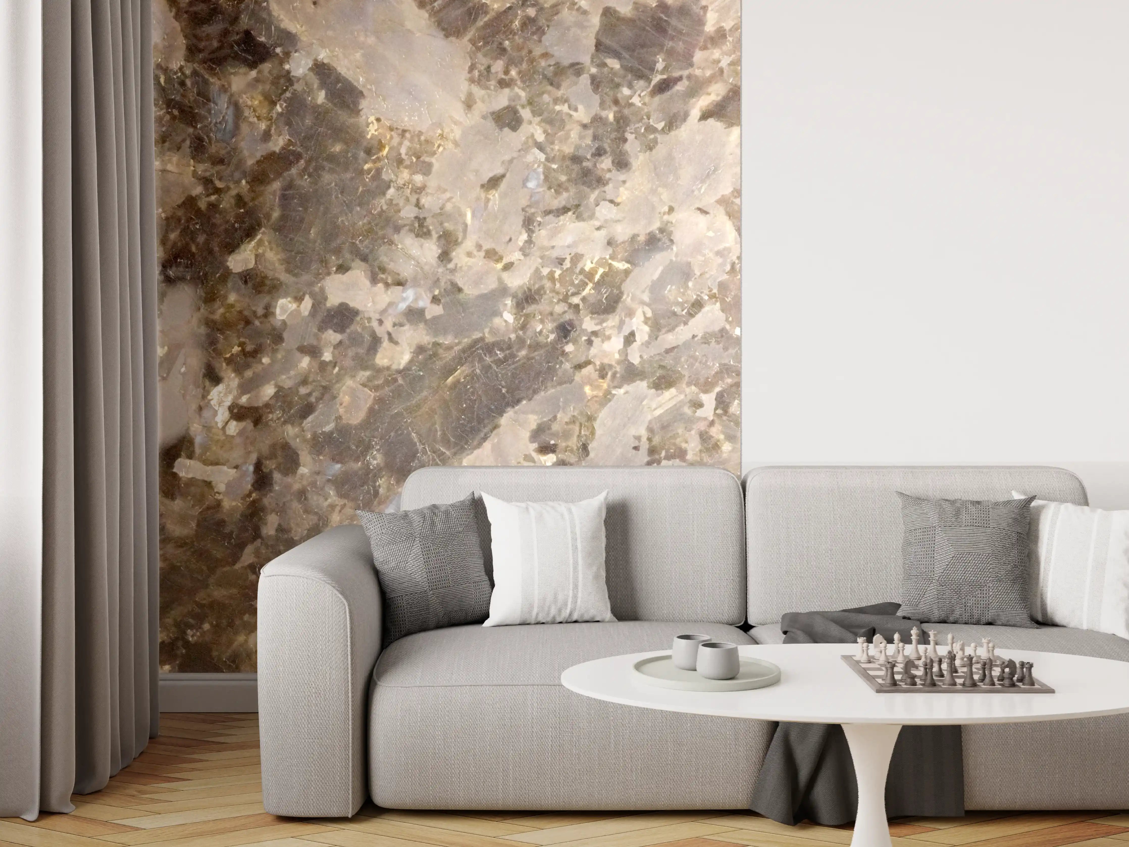 Wandverkleidung Wohnzimmer - Naturstein-Optik Wandgestaltung
