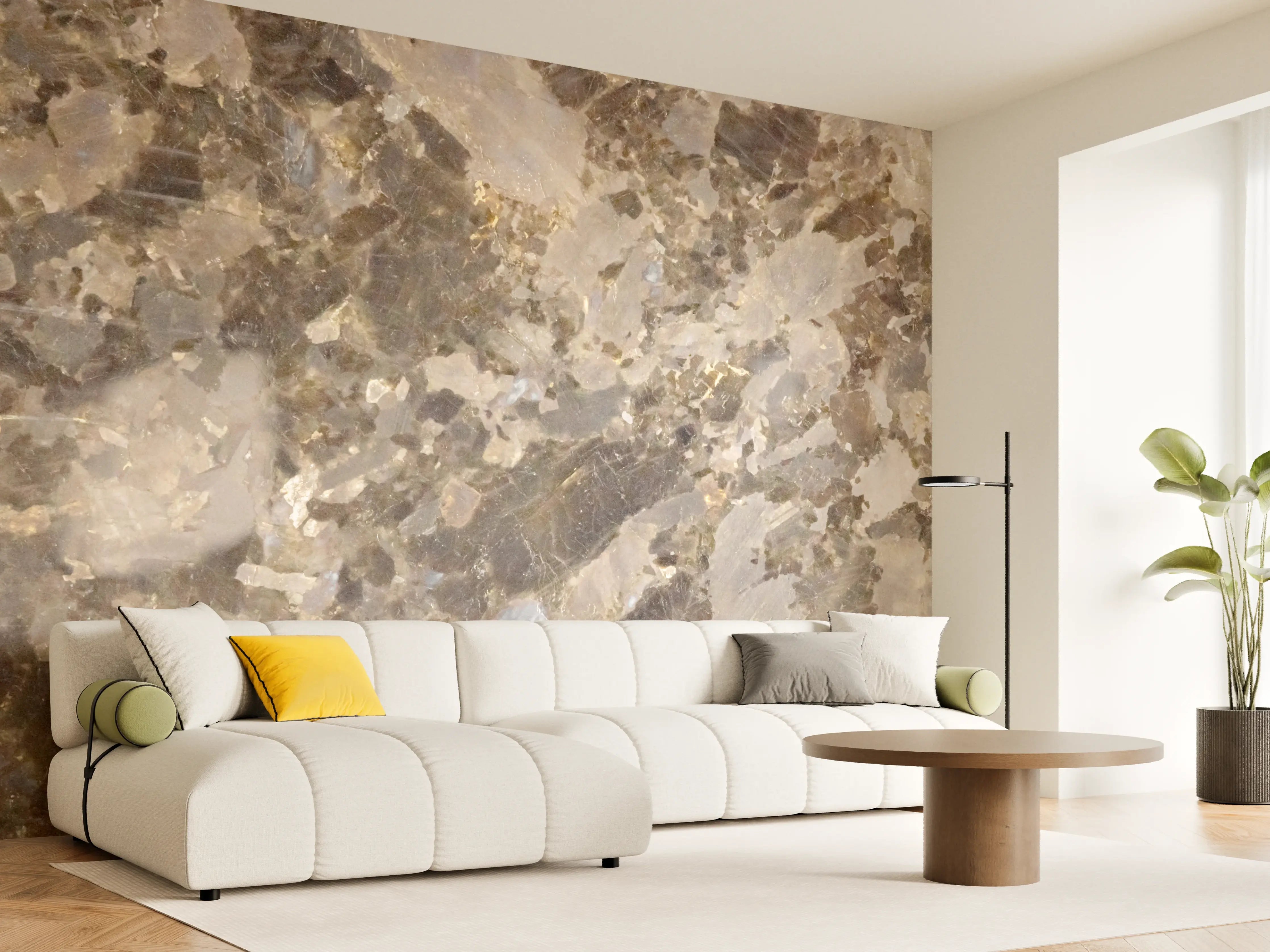 Wandverkleidung Wohnzimmer - Naturstein-Optik Wandgestaltung