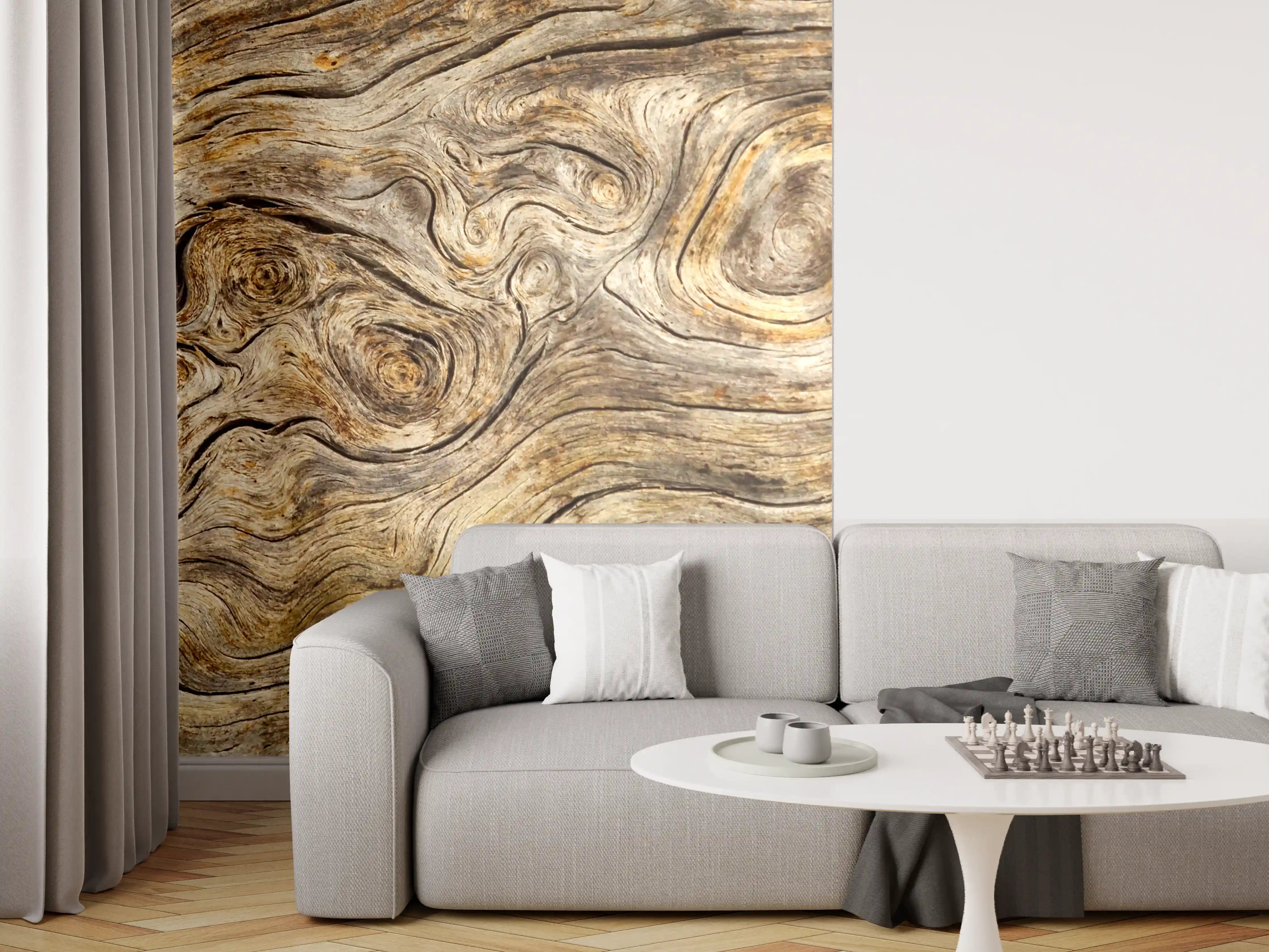 Wandverkleidung Wohnzimmer - Naturstein-Textur in warmen Erdtönen