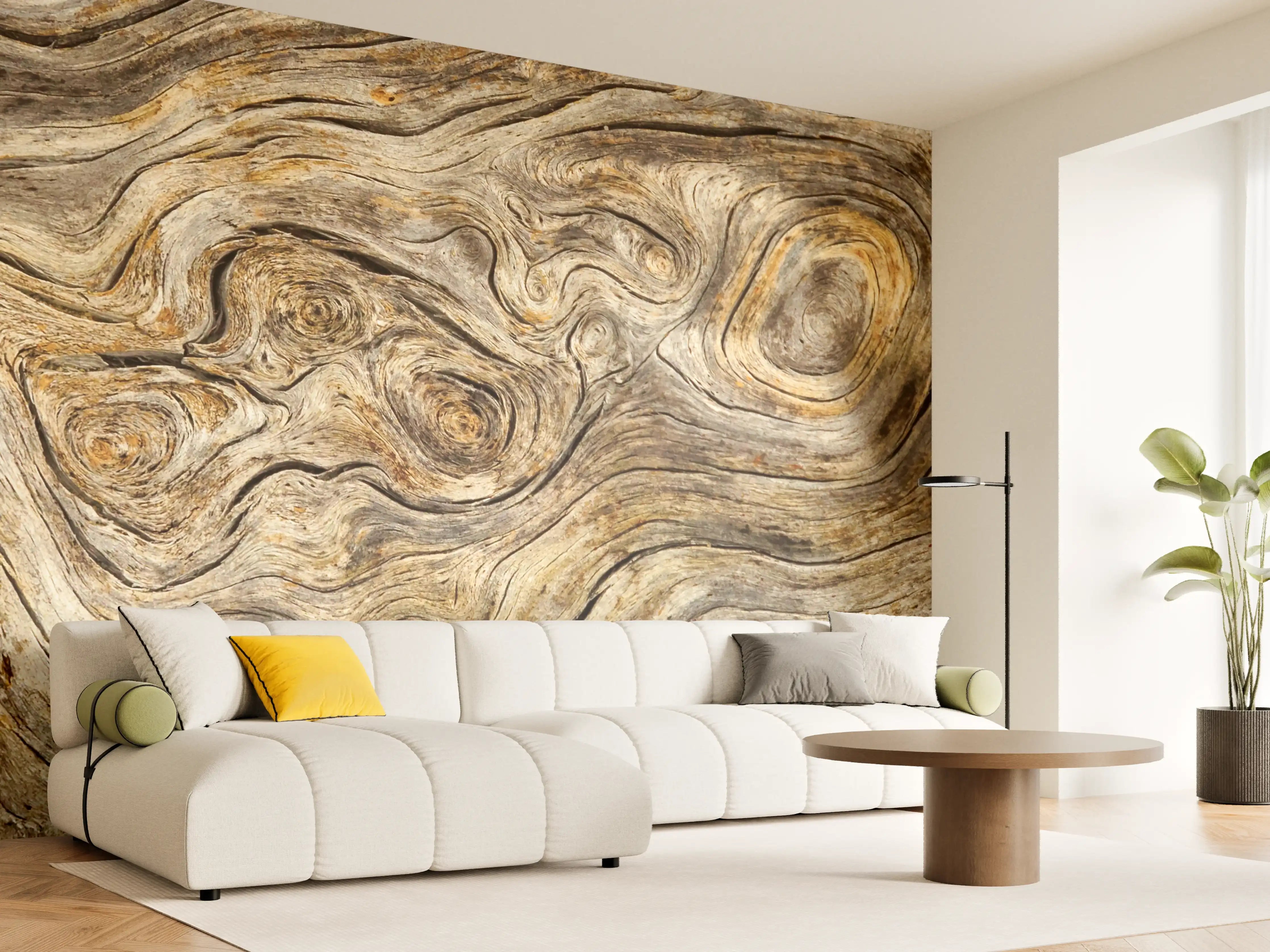 Wandverkleidung Wohnzimmer - Naturstein-Textur in warmen Erdtönen