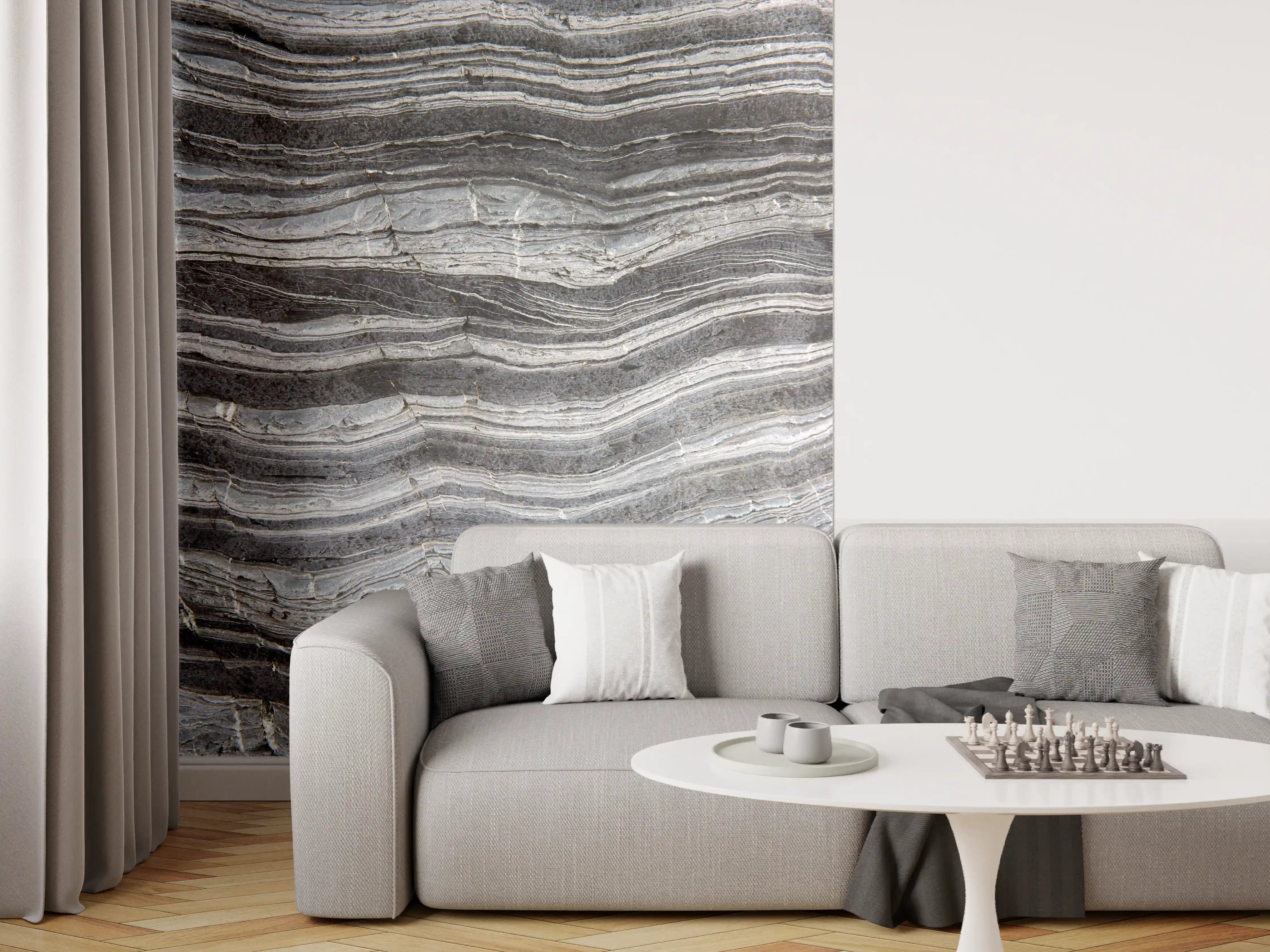 Wandverkleidung Wohnzimmer - Naturstein mit faszinierenden Schichten