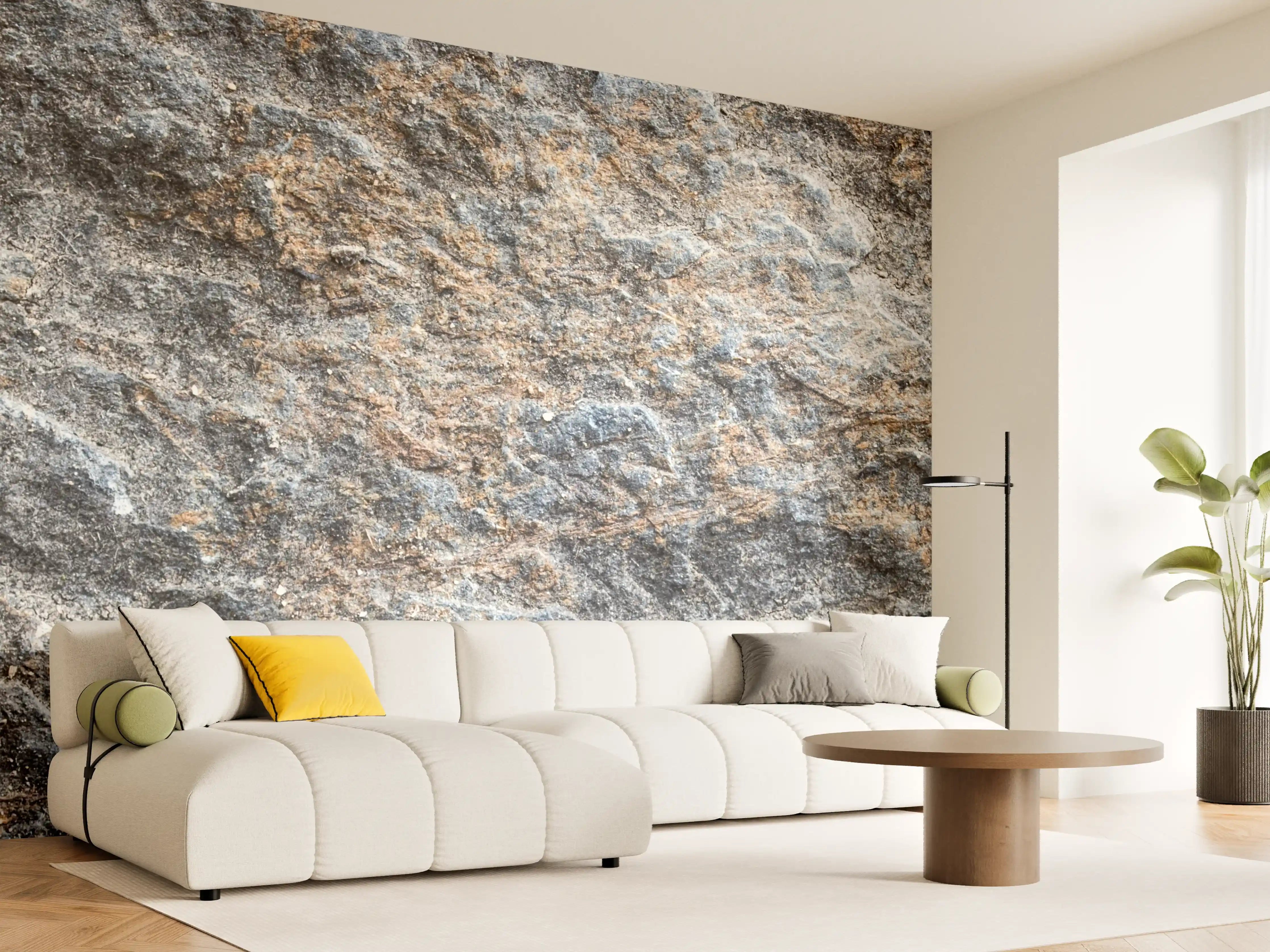 Wandverkleidung Wohnzimmer - Natursteintextur - Robuste Oberflächenoptik