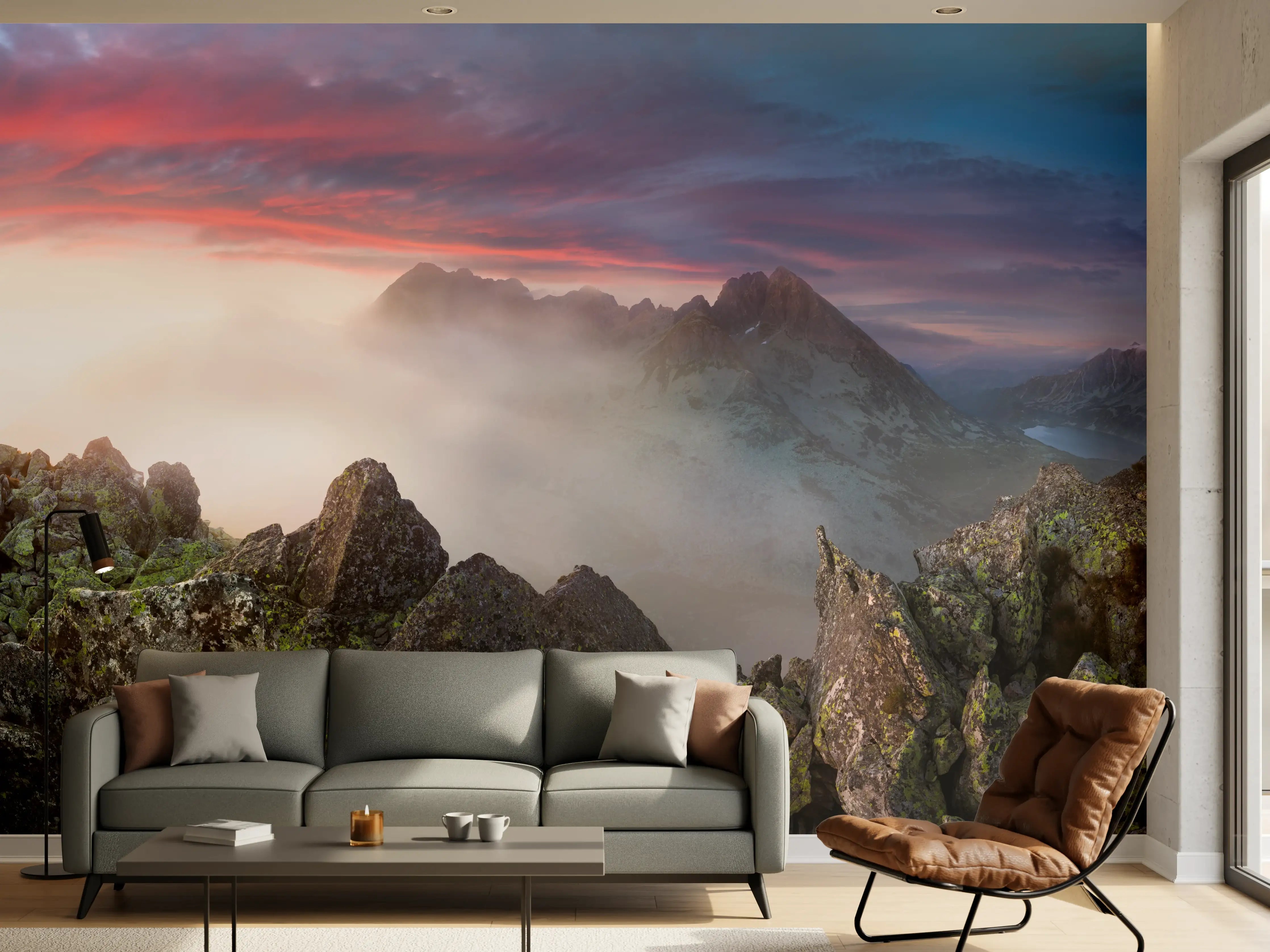 Wandverkleidung Wohnzimmer - Nebeliger Blick auf Fairytale Berge, Slowakei