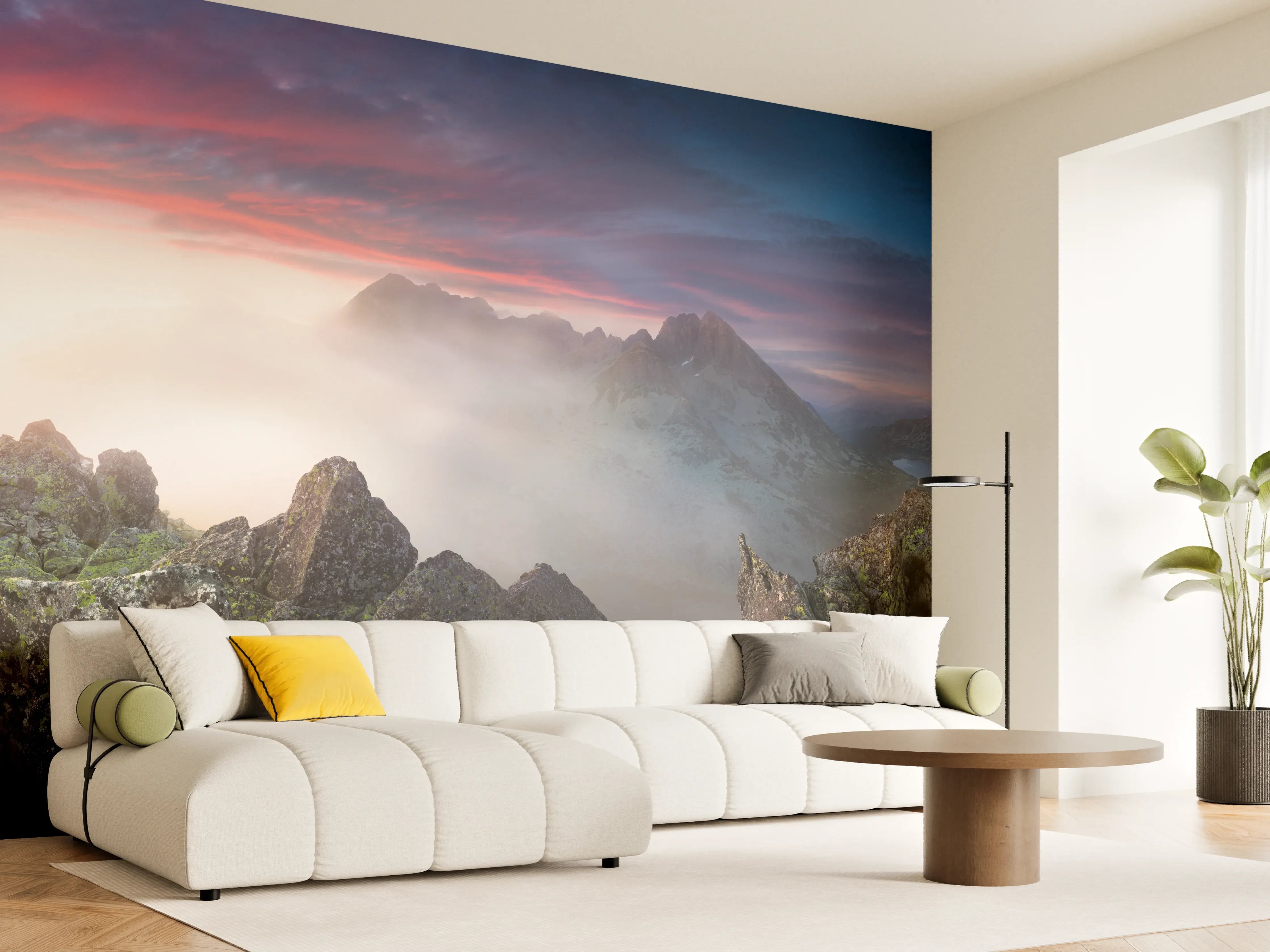 Wandverkleidung Wohnzimmer - Nebeliger Blick auf Fairytale Berge, Slowakei