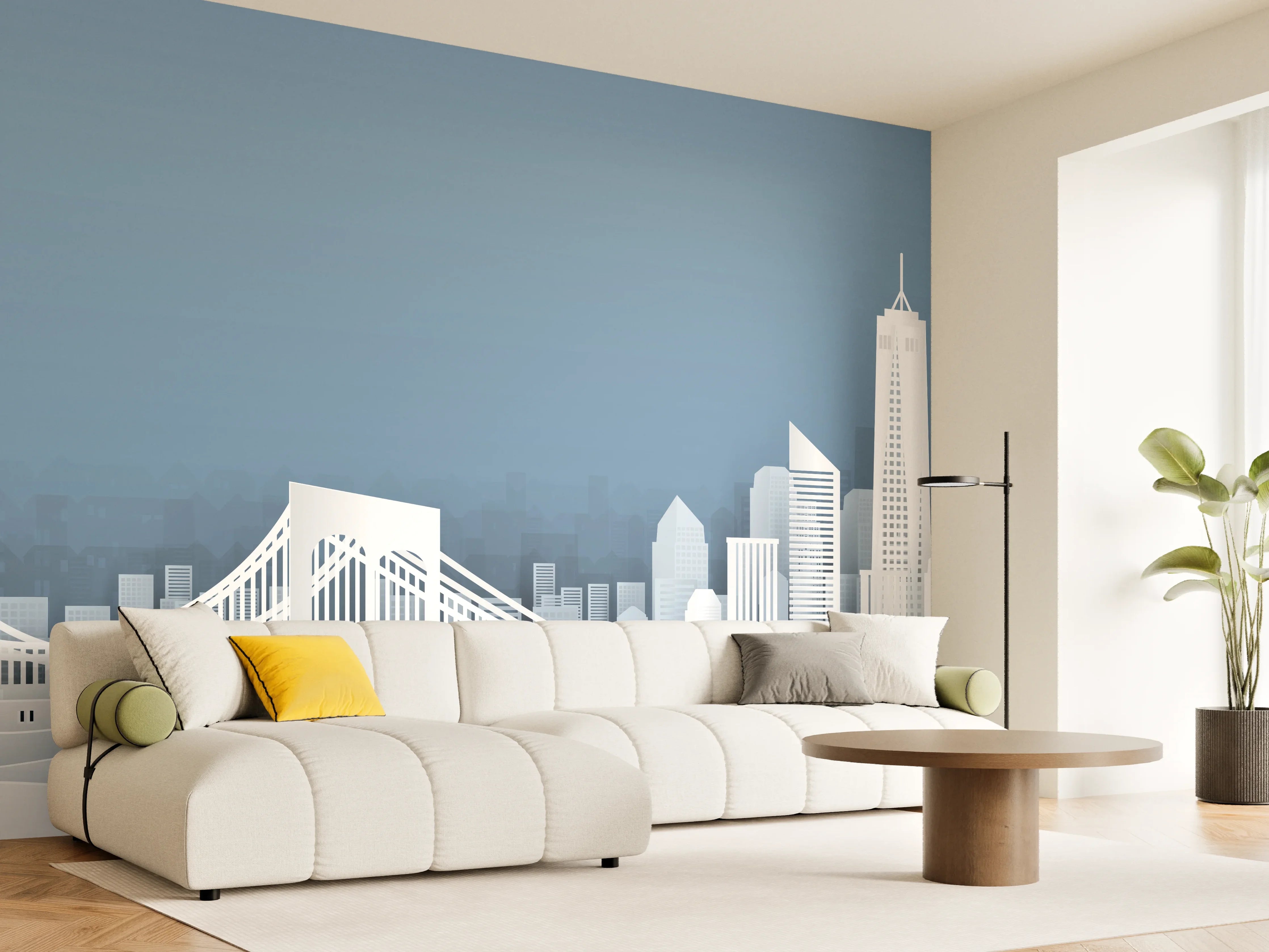 Wandverkleidung Wohnzimmer - New York Skyline Papierkunst