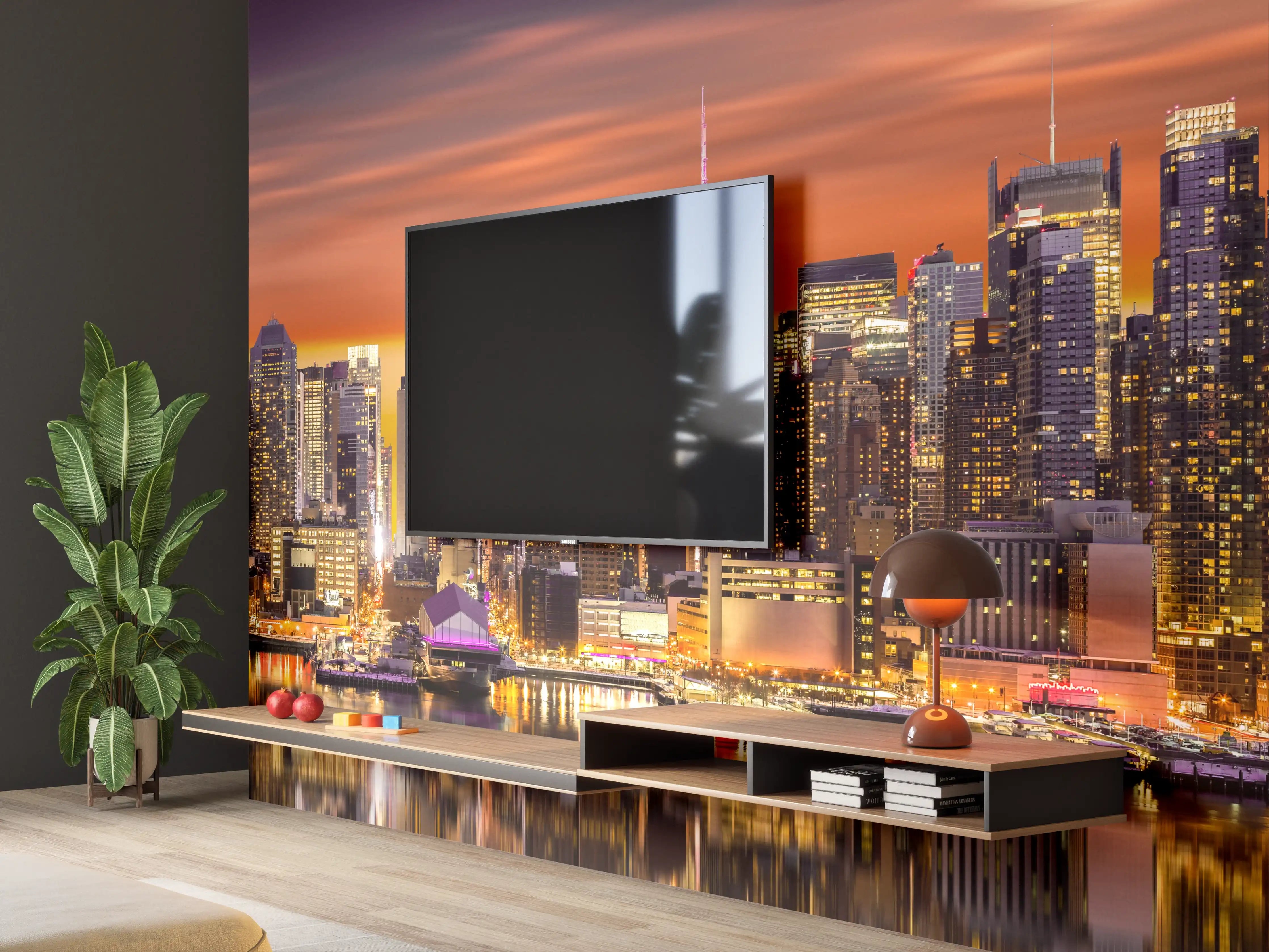 Wandverkleidung Wohnzimmer - New York Skyline Sonnenuntergang