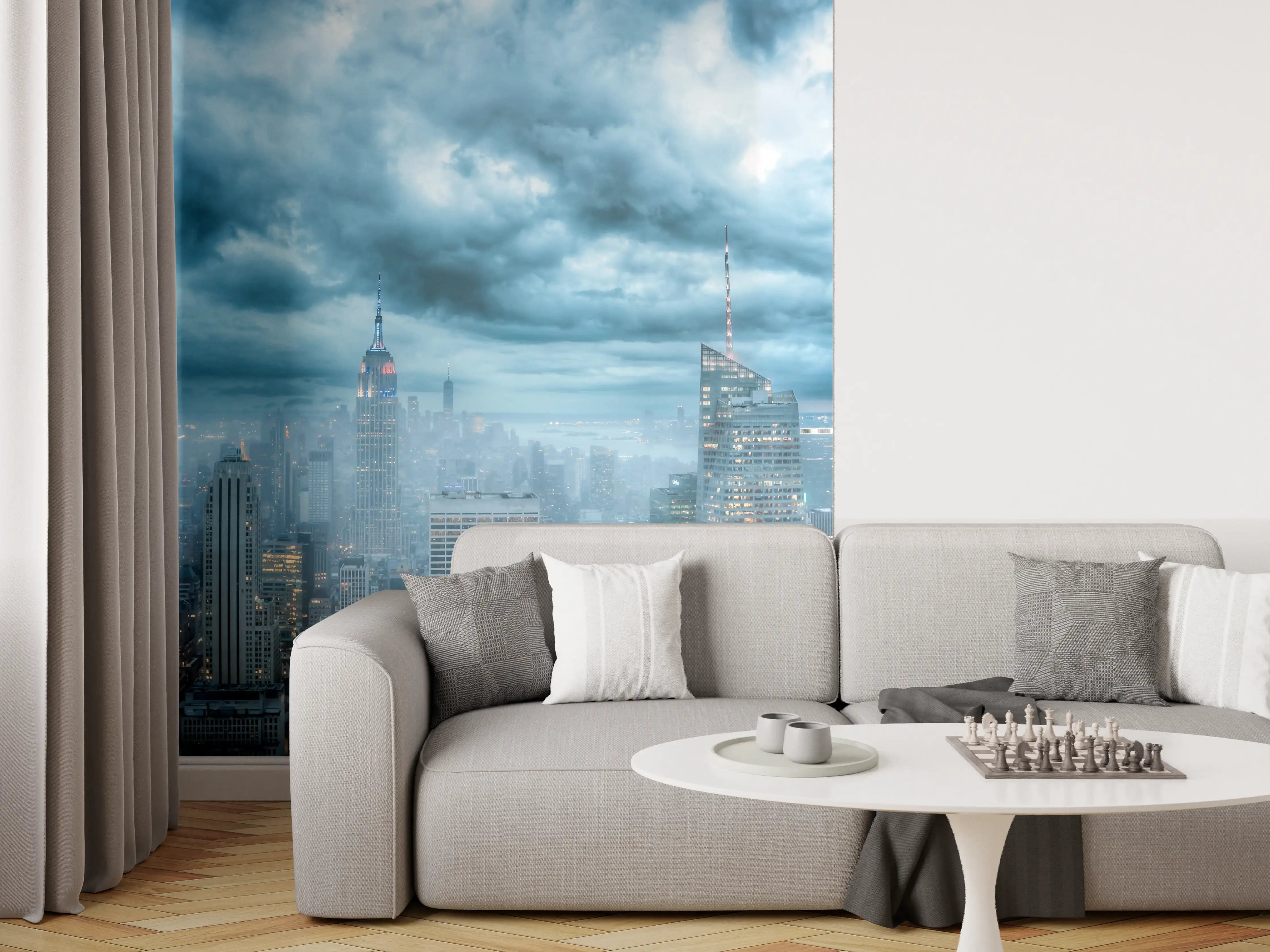 Wandverkleidung Wohnzimmer - New York Skyline