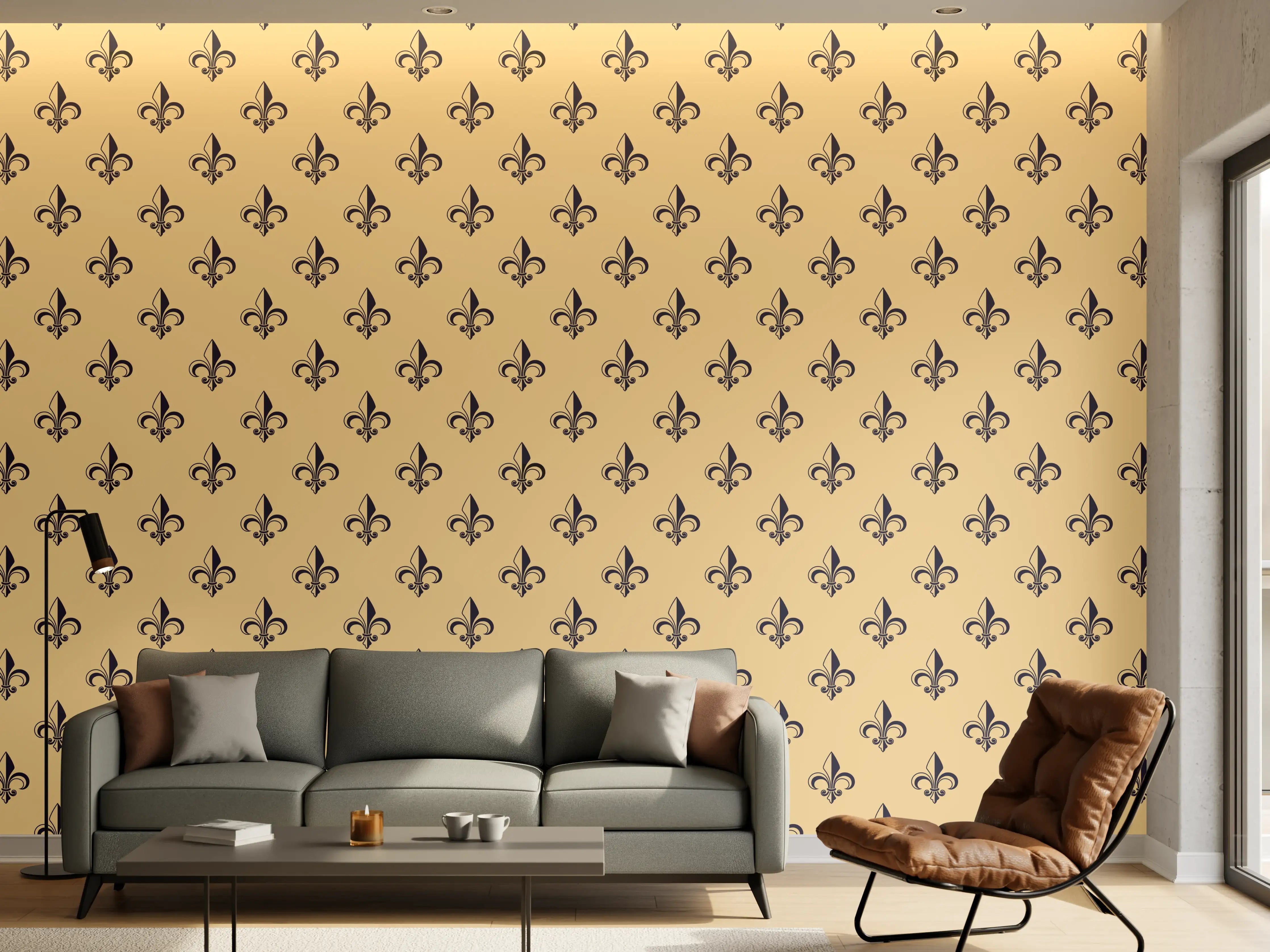 Wandverkleidung Wohnzimmer - Ockerfarbenes geometrisches Muster