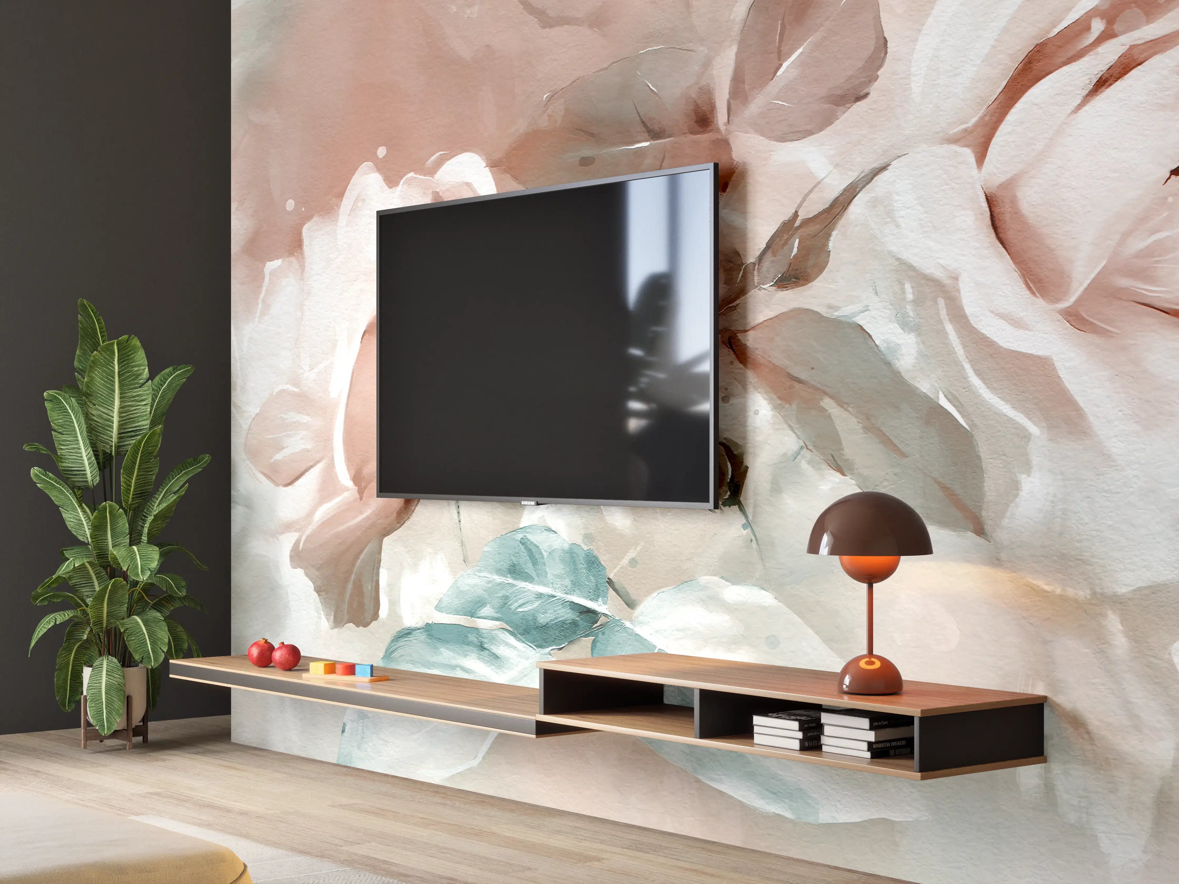 Wandverkleidung Wohnzimmer - Ölgemälde mit Rose