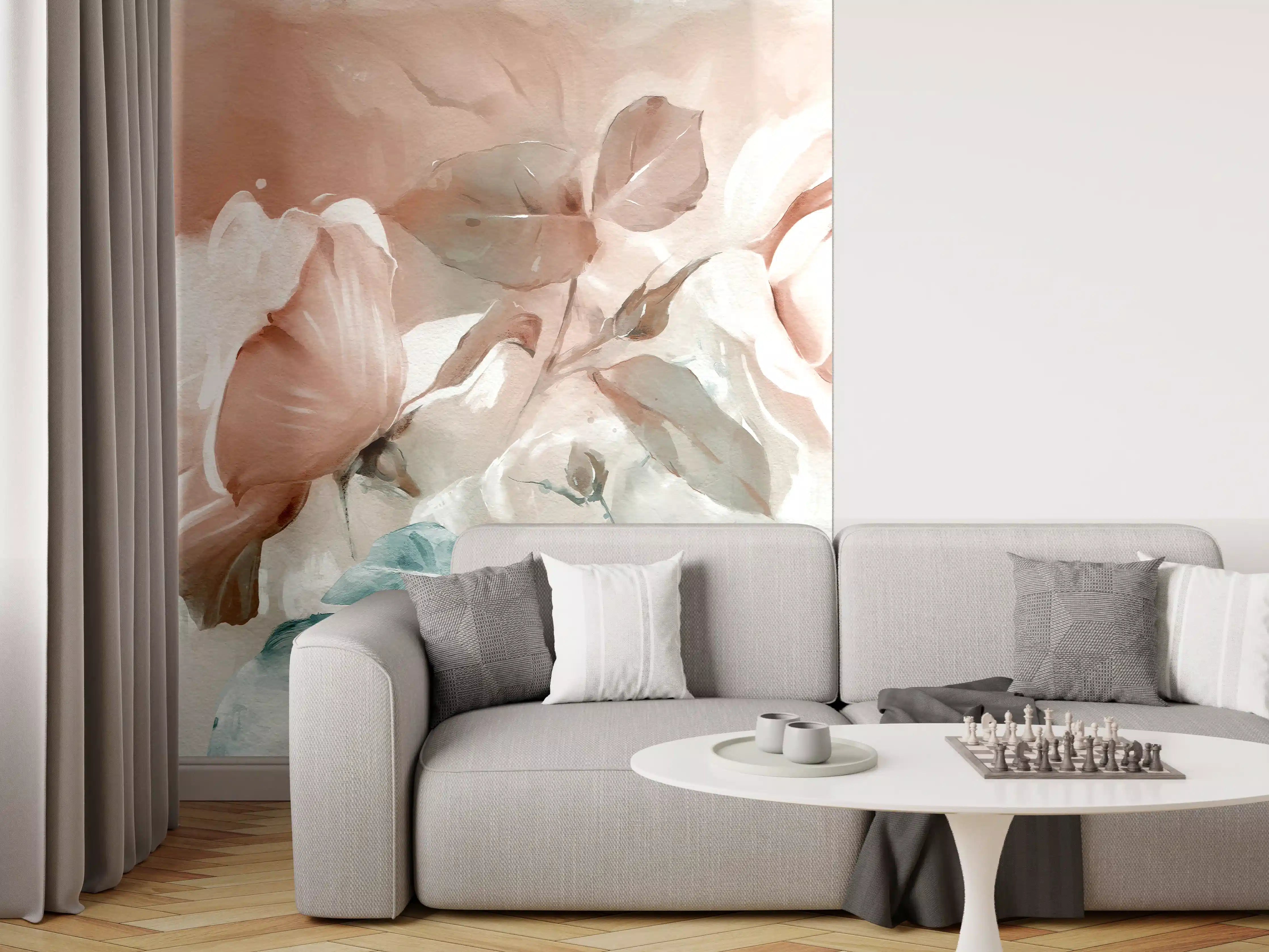 Wandverkleidung Wohnzimmer - Ölgemälde mit Rose