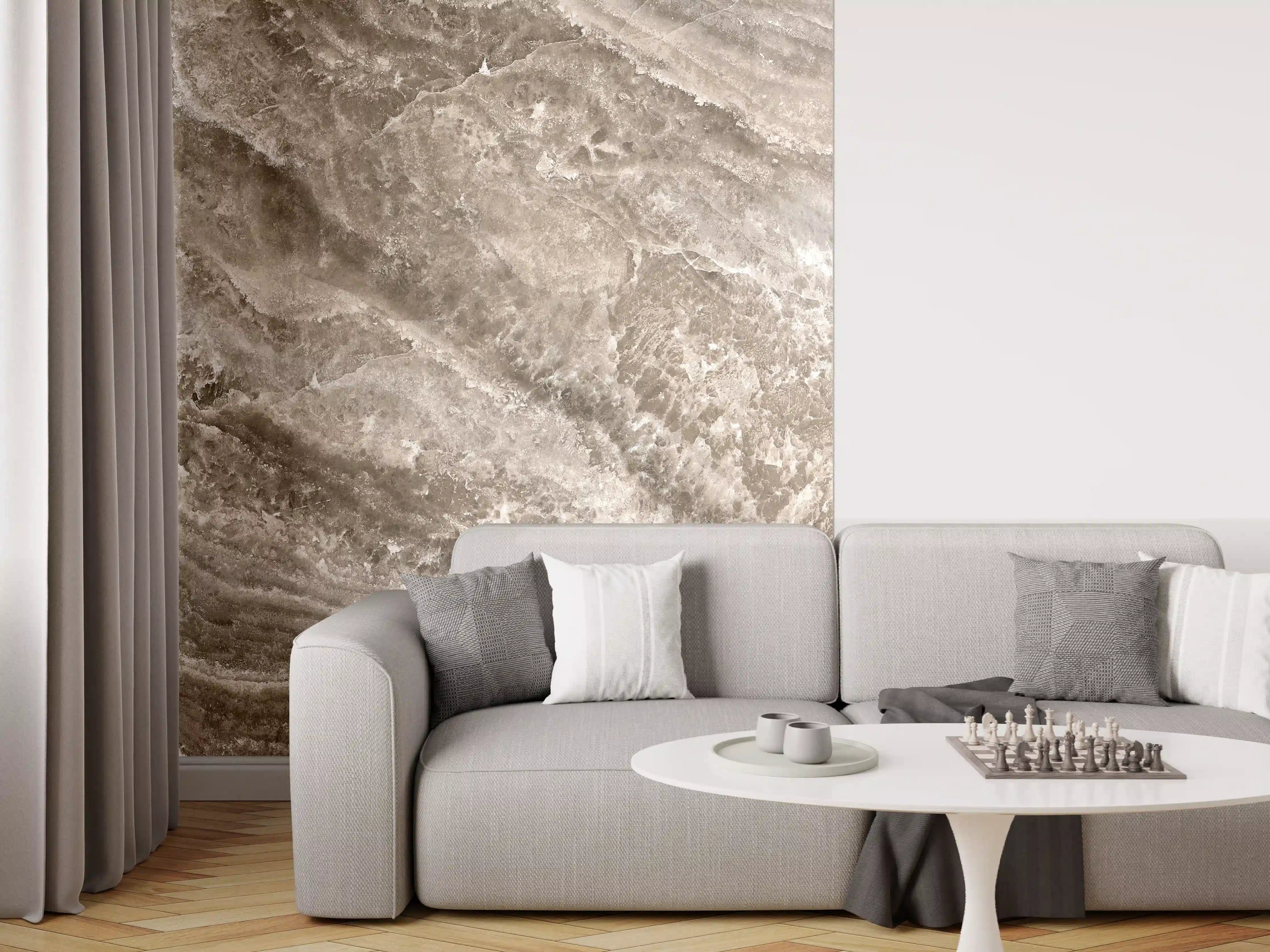 Wandverkleidung Wohnzimmer - Onyx Marmortextur