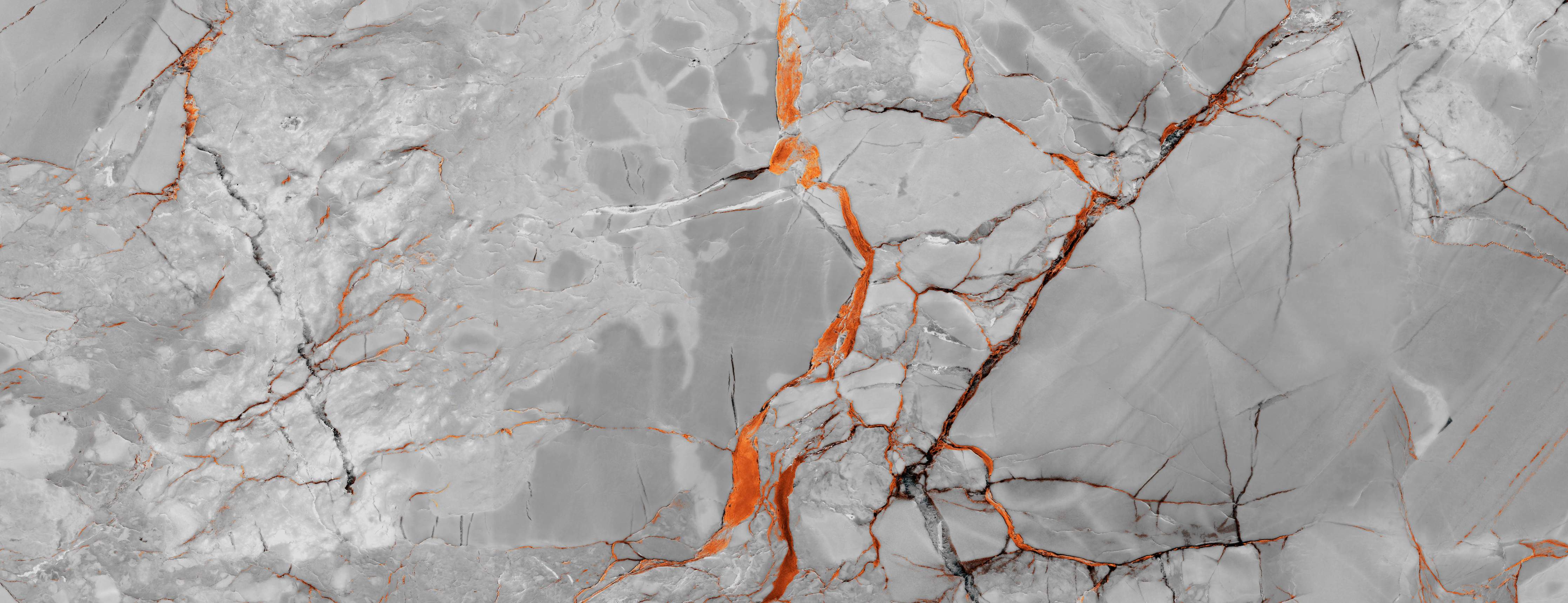 Wandverkleidung Wohnzimmer-Orange-Weiß natürliche Marmortextur