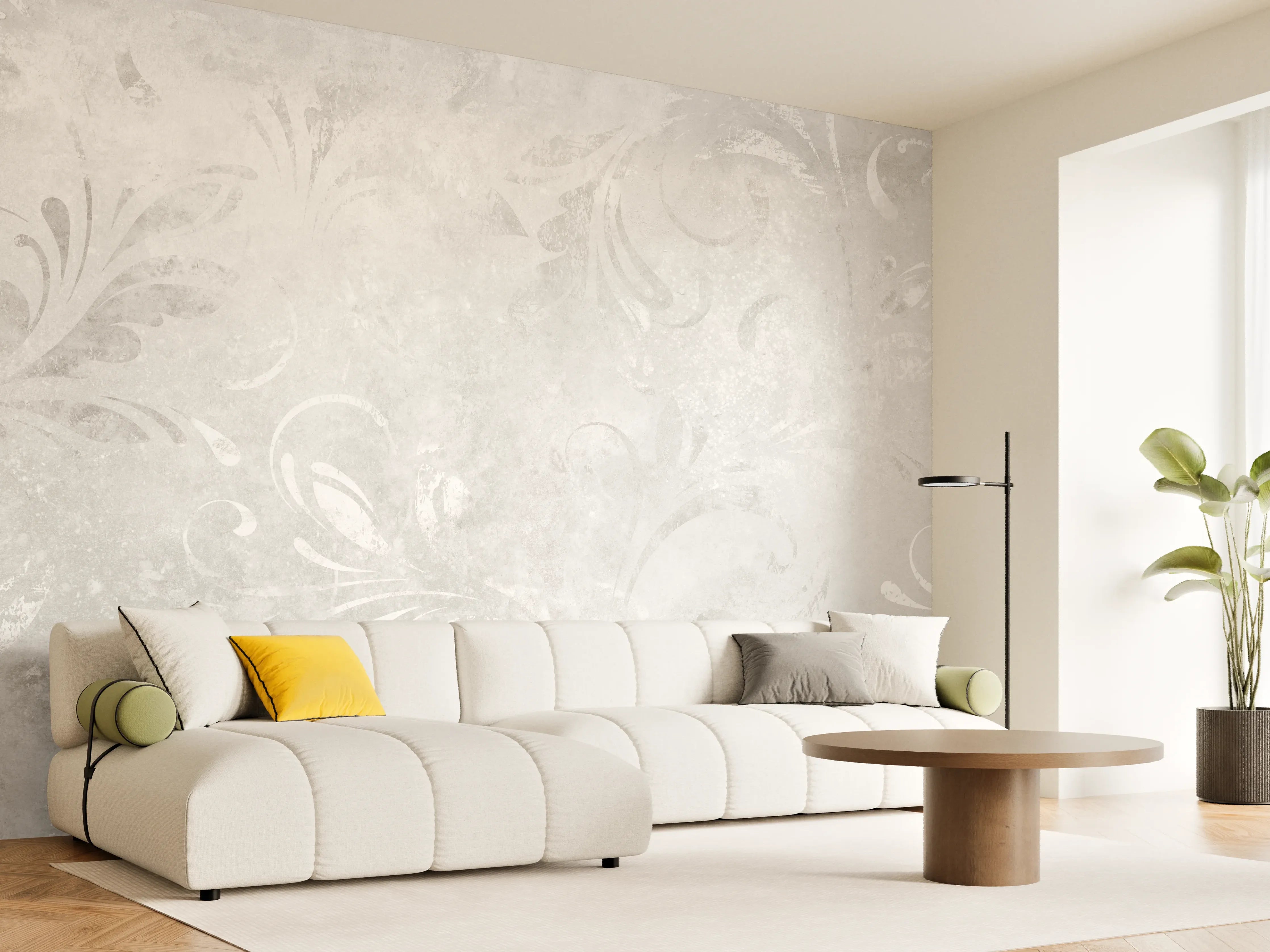 Wandverkleidung Wohnzimmer - Orientale Zement Tapete