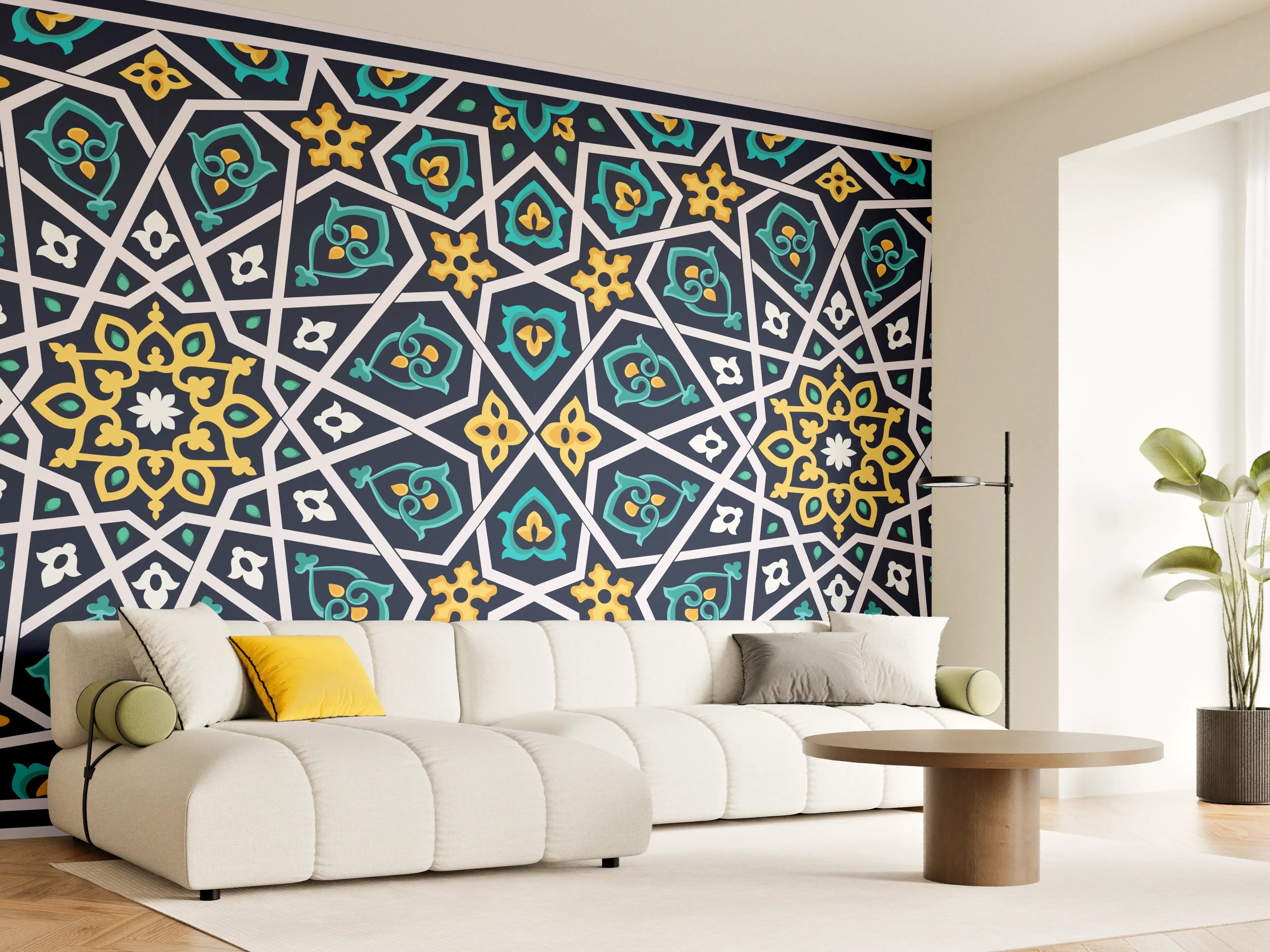 Wandverkleidung Wohnzimmer - Orientalische Sternstruktur