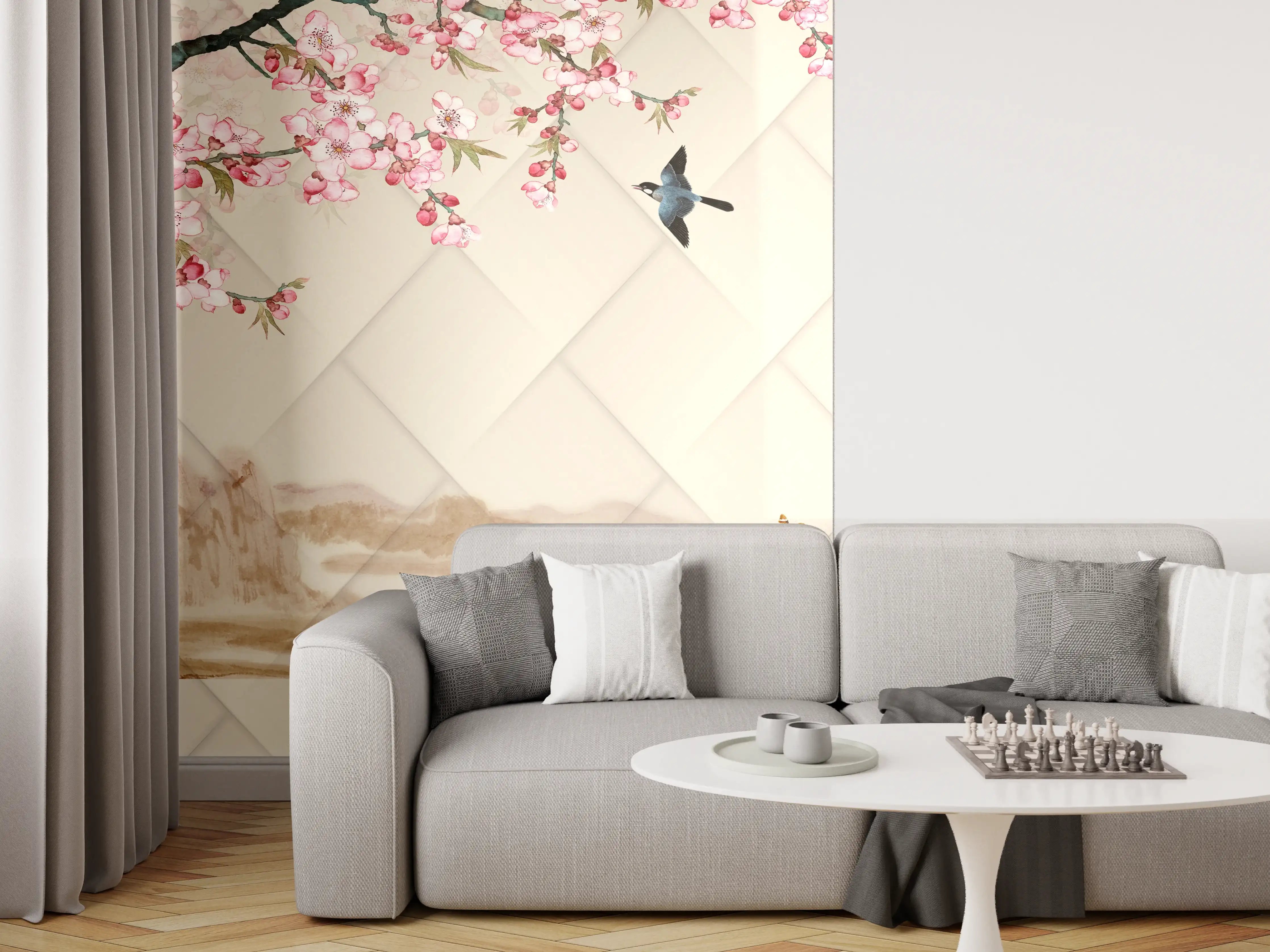 Wandverkleidung Wohnzimmer - Orientalisches Motiv - Frühling