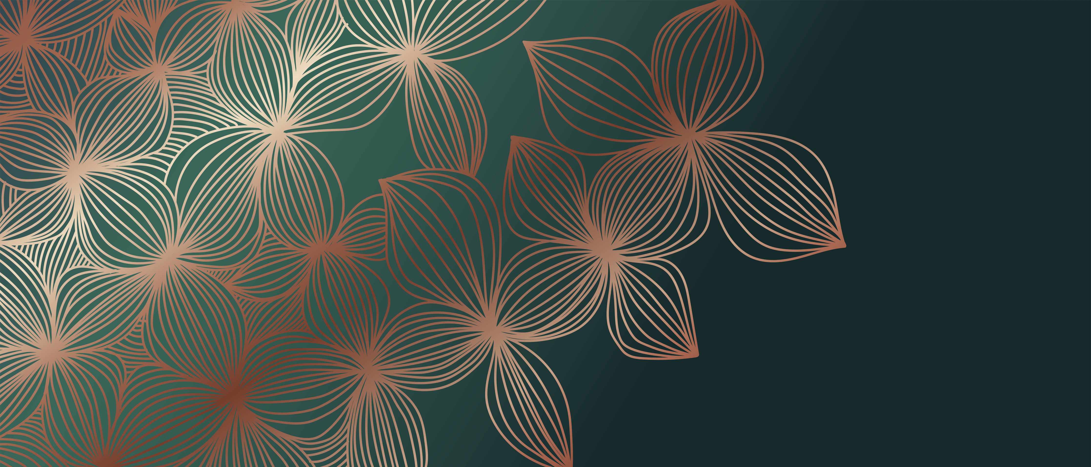 Wandverkleidung Wohnzimmer-Ornamente Lineart Pflanzen Dunkel