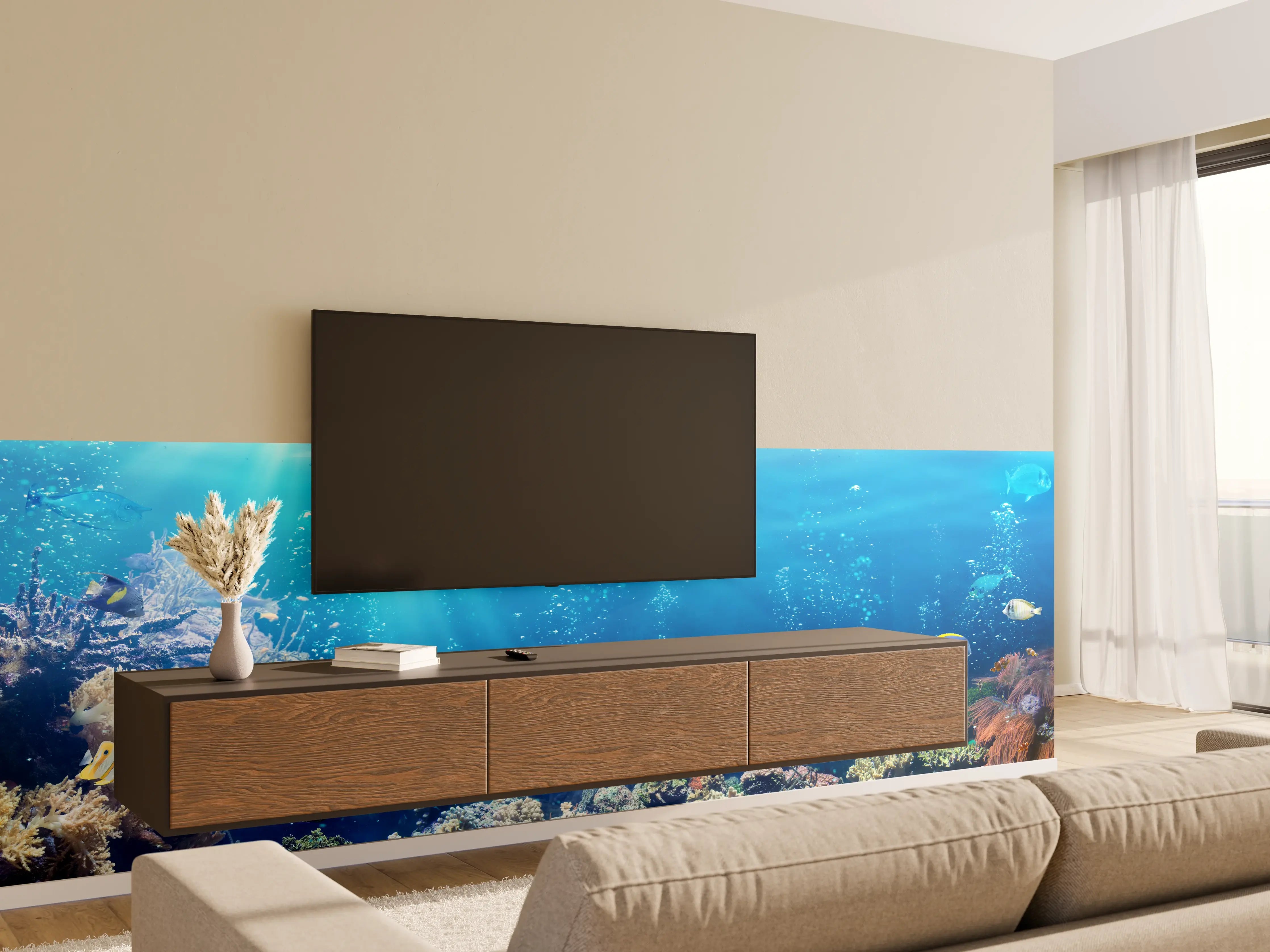 Wandverkleidung Wohnzimmer - Ozeantiere - Unterwasser
