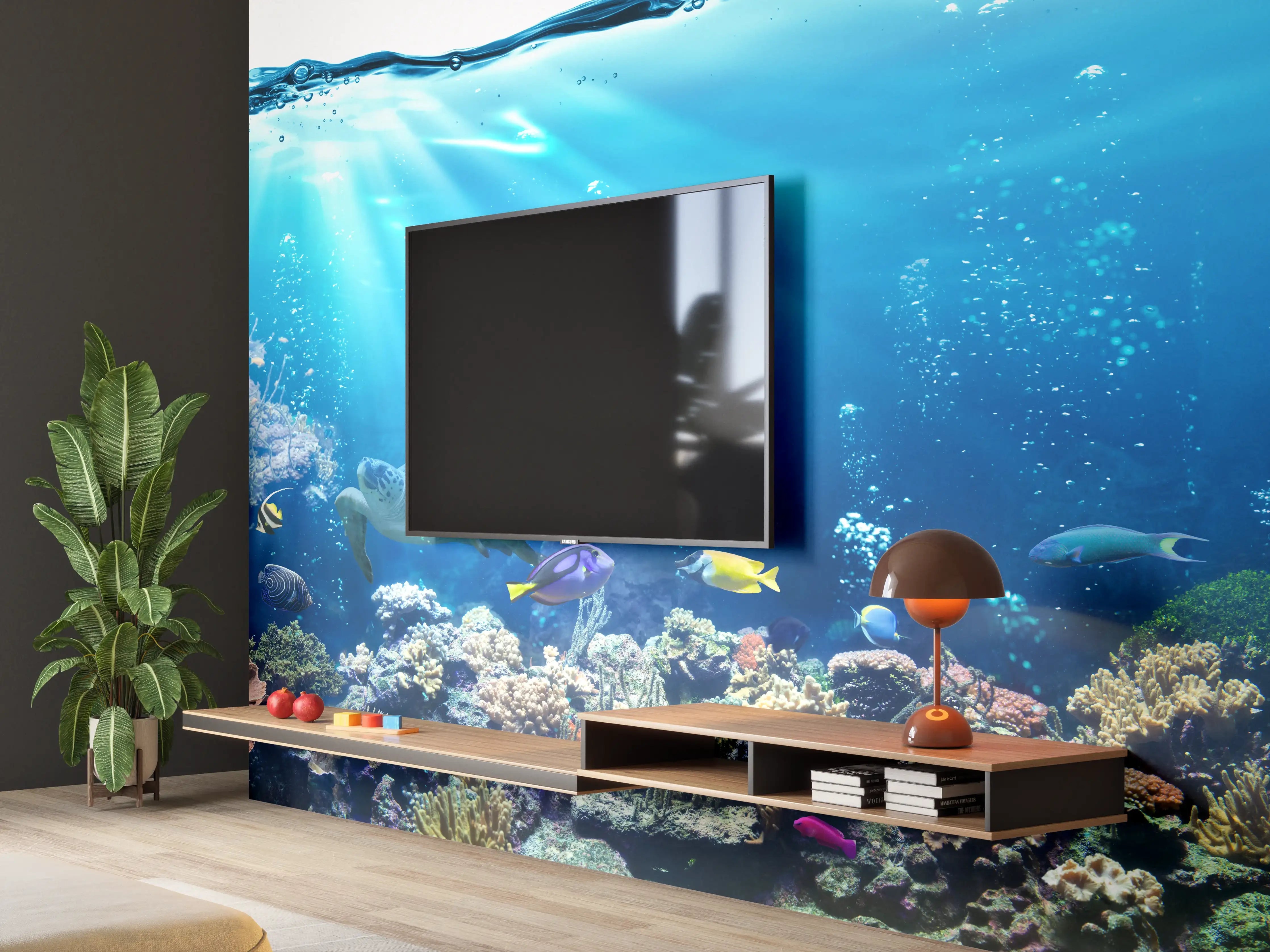 Wandverkleidung Wohnzimmer - Ozeantiere - Unterwasser