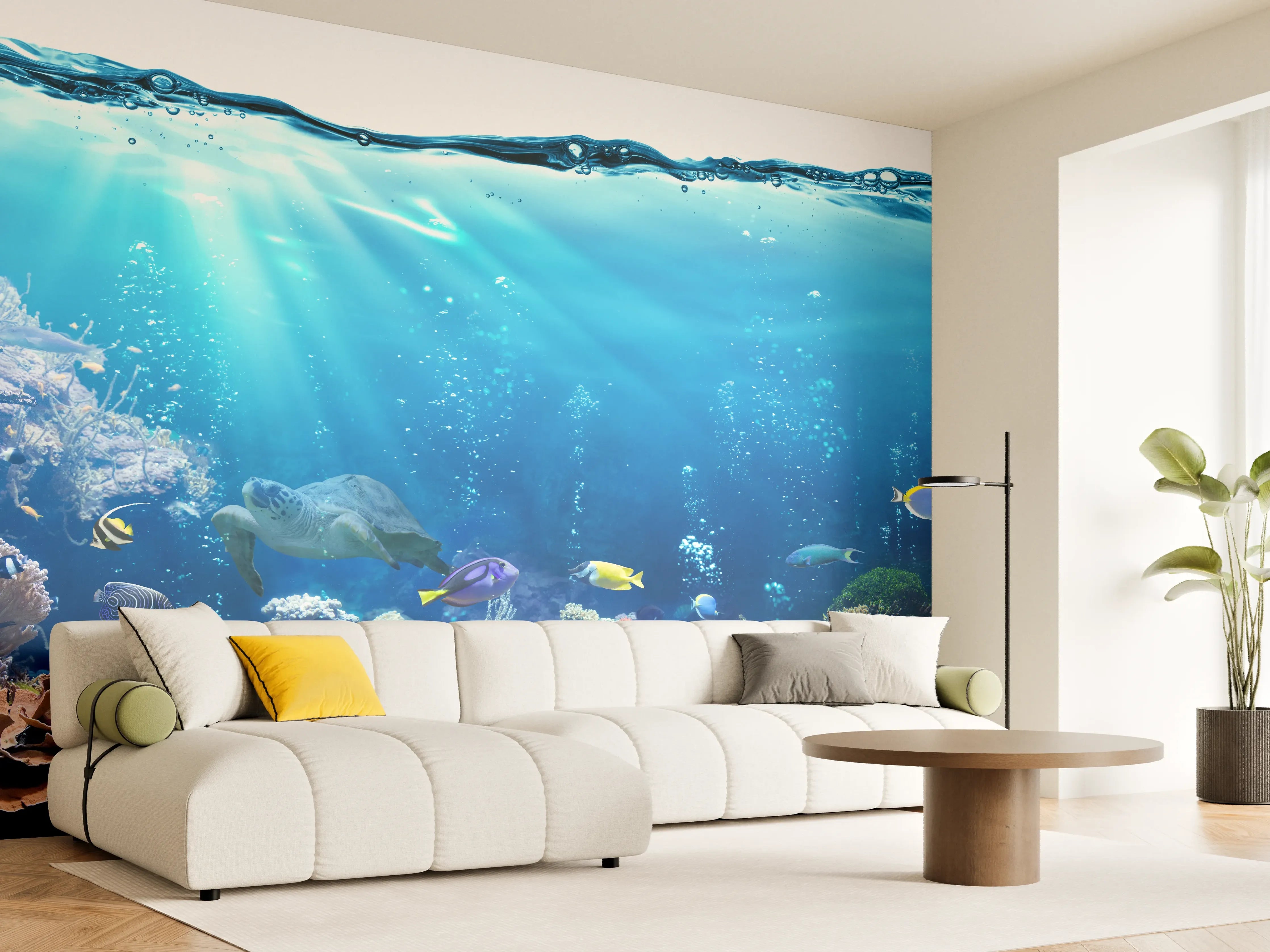Wandverkleidung Wohnzimmer - Ozeantiere - Unterwasser