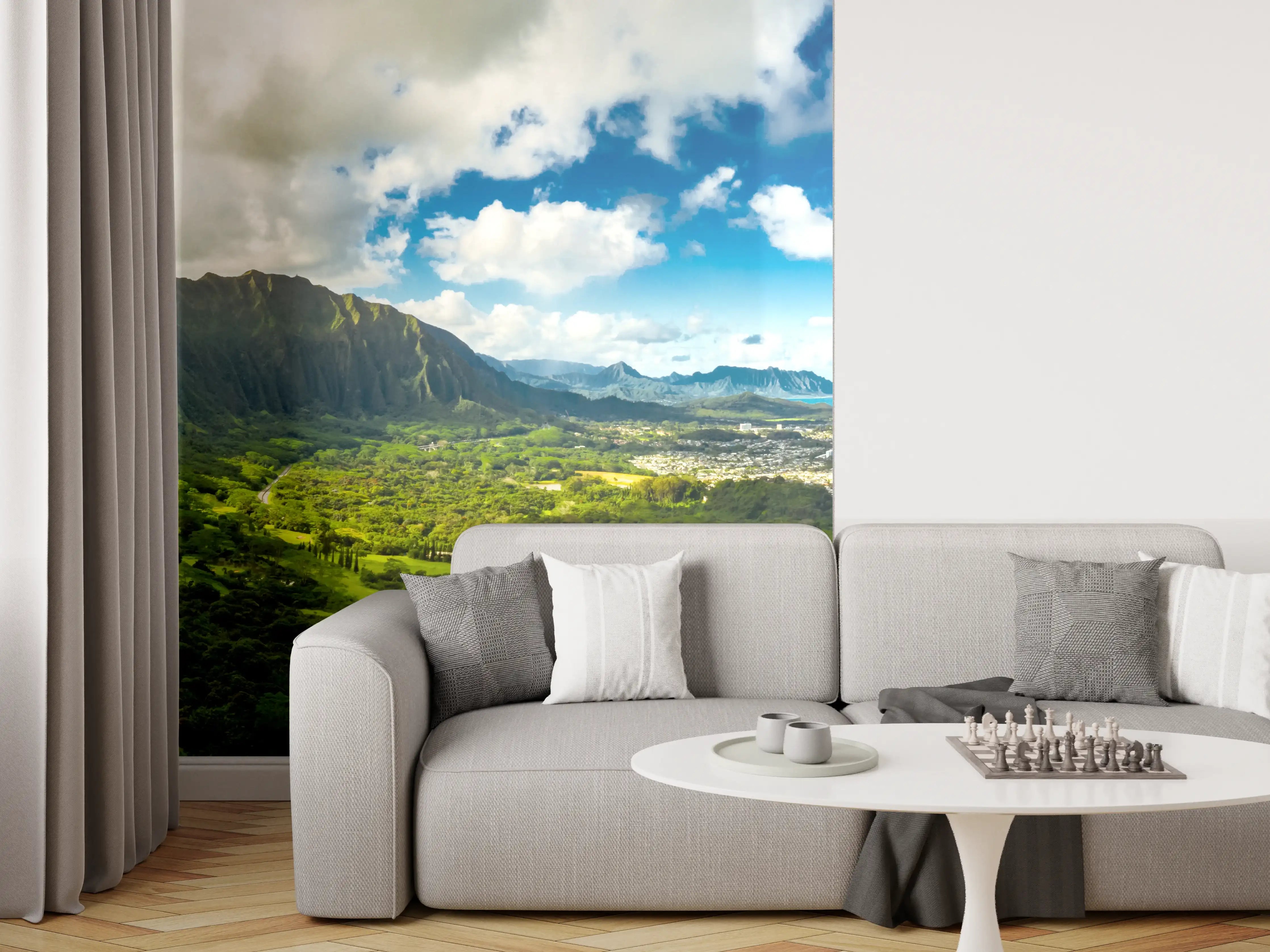 Wandverkleidung Wohnzimmer - Pali Lookout Klippen in Hawaii