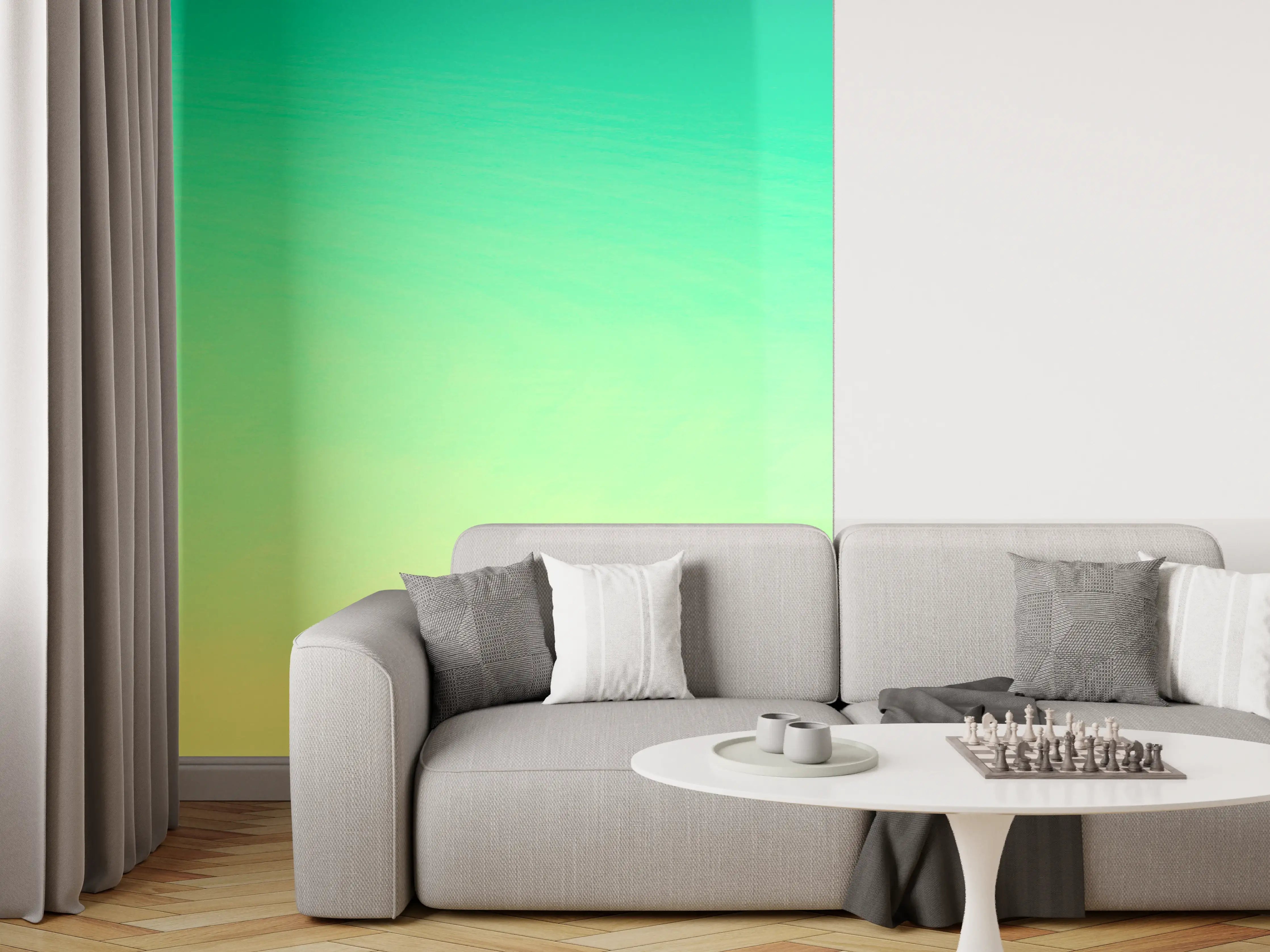 Wandverkleidung Wohnzimmer - Palme im Panorama-Himmel