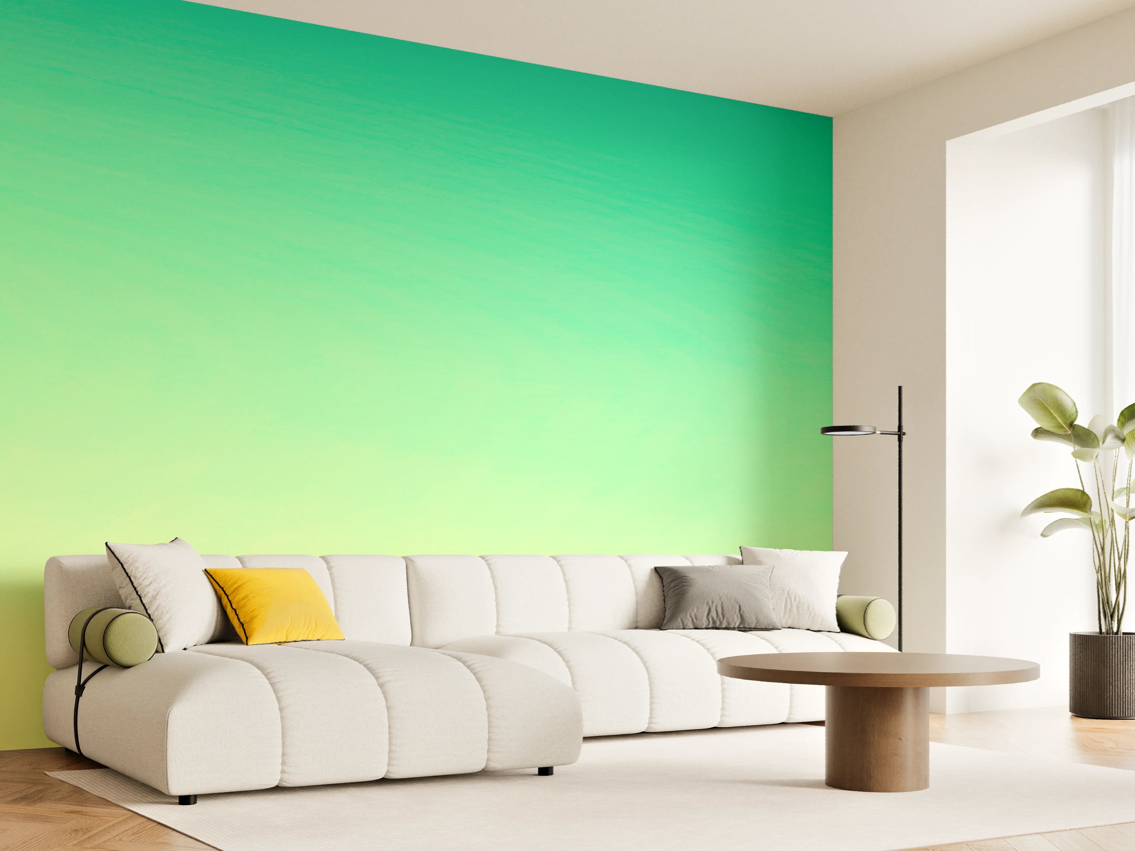 Wandverkleidung Wohnzimmer - Palme im Panorama-Himmel