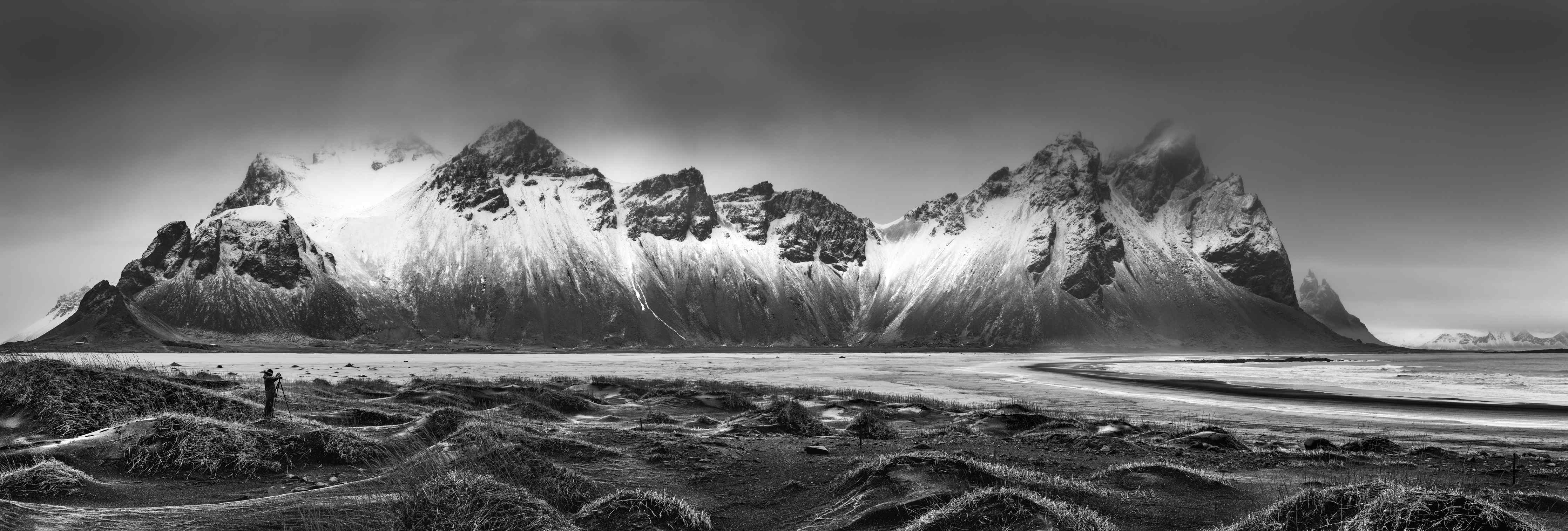 Wandverkleidung Wohnzimmer-Panorama - Bergkette Vestrahorn