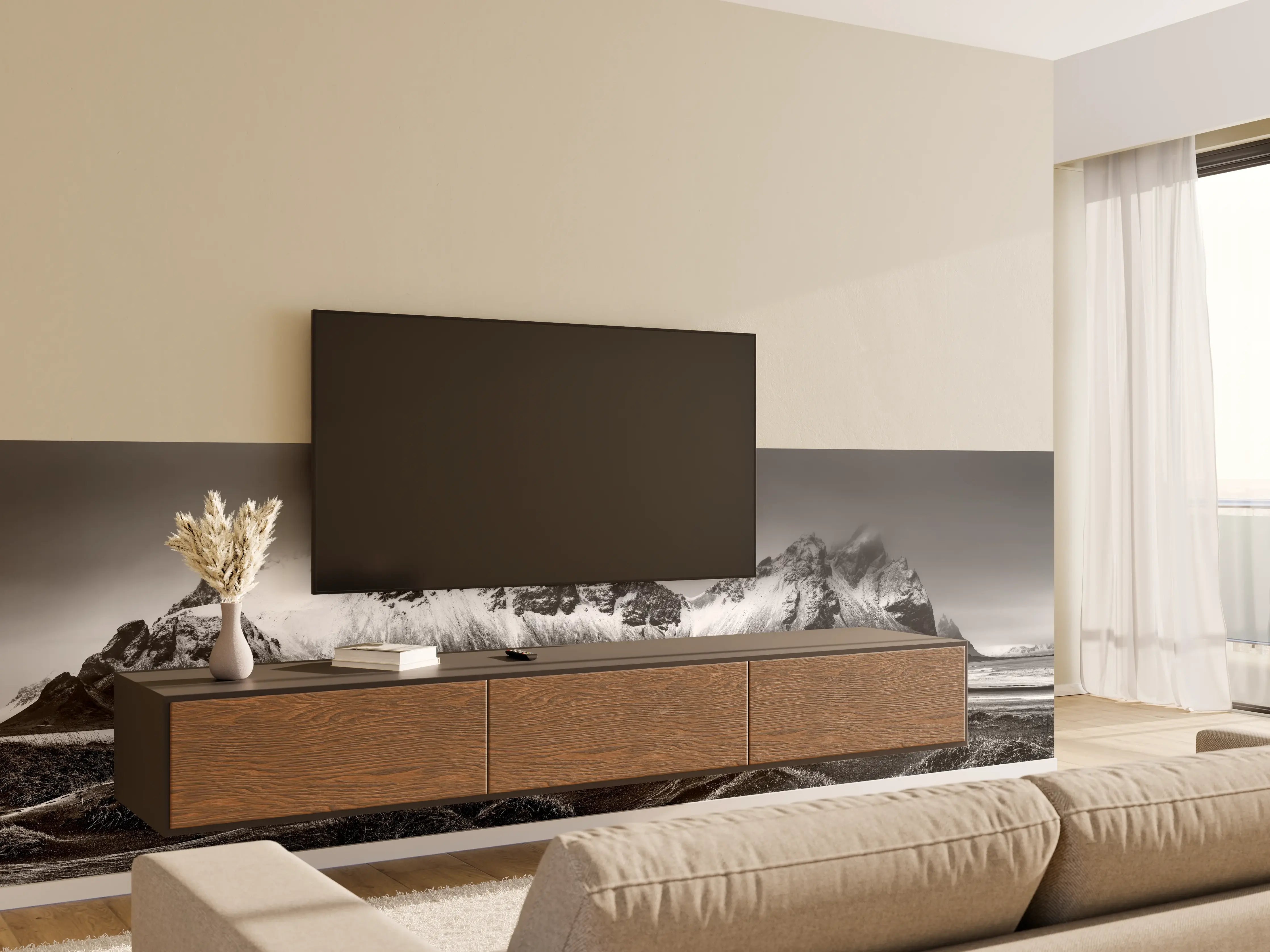 Wandverkleidung Wohnzimmer - Panorama - Bergkette Vestrahorn