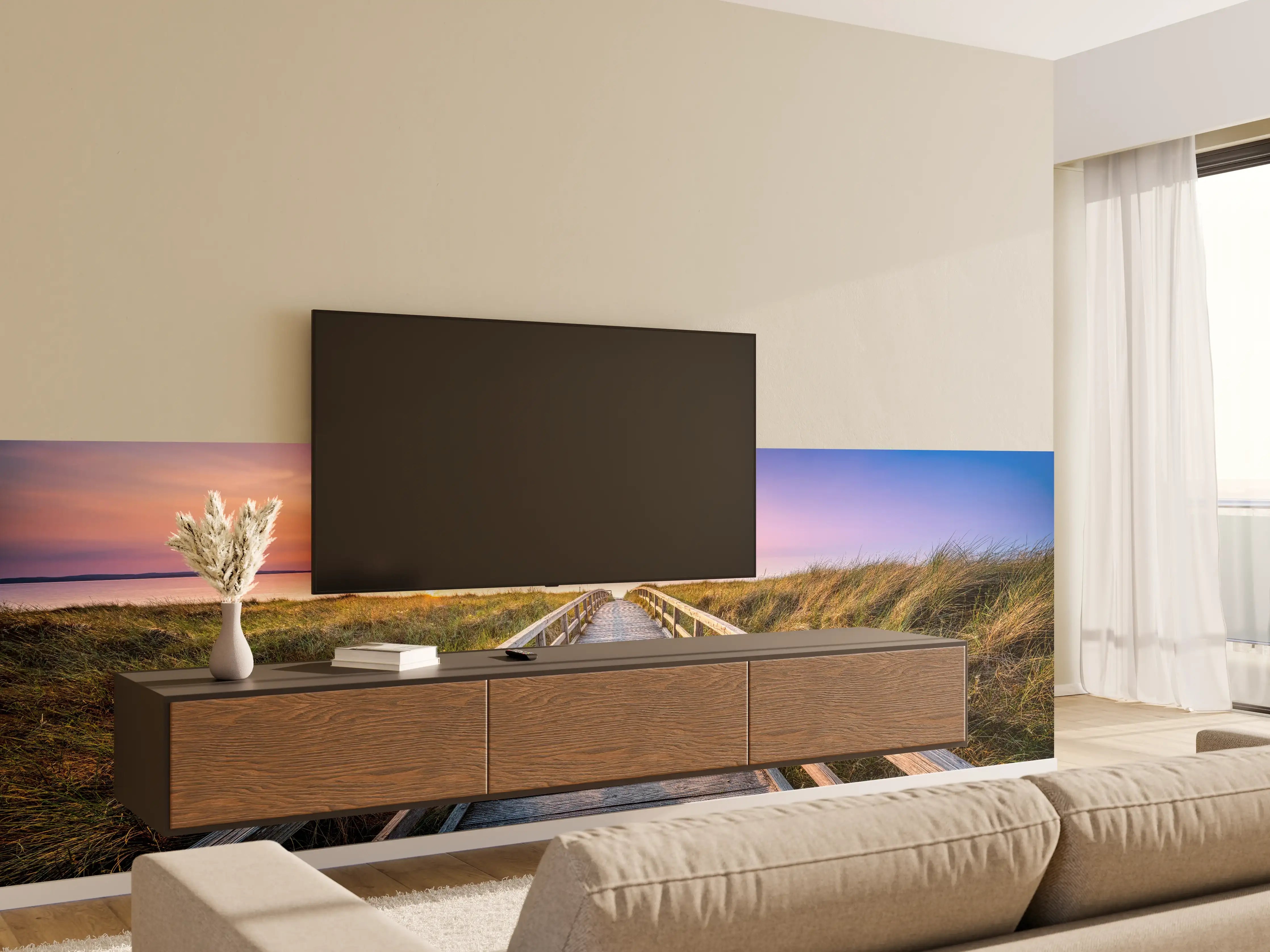 Wandverkleidung Wohnzimmer - Panorama - Wandern am Stand