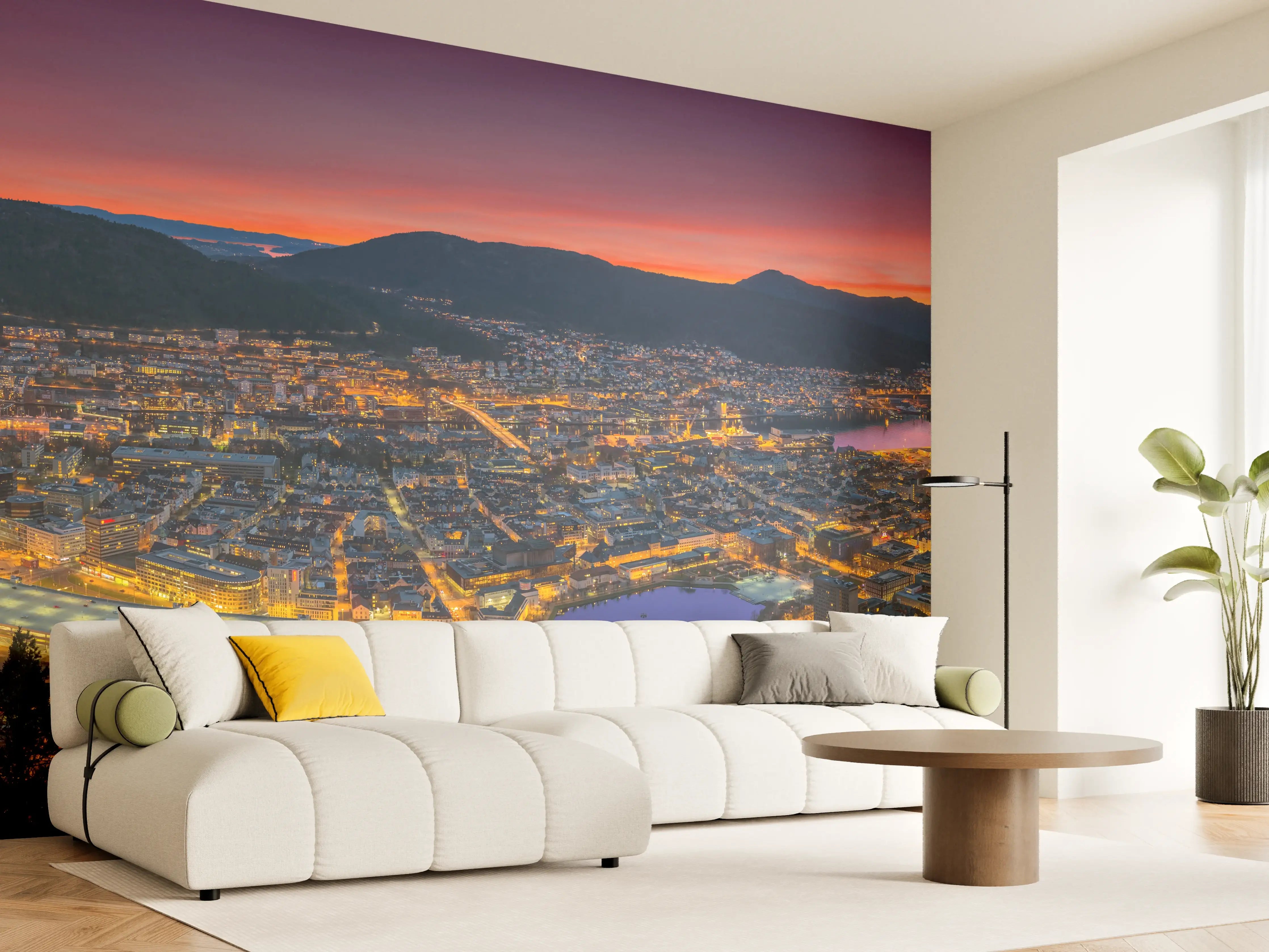 Wandverkleidung Wohnzimmer - Panorama Floyen - Norwegen