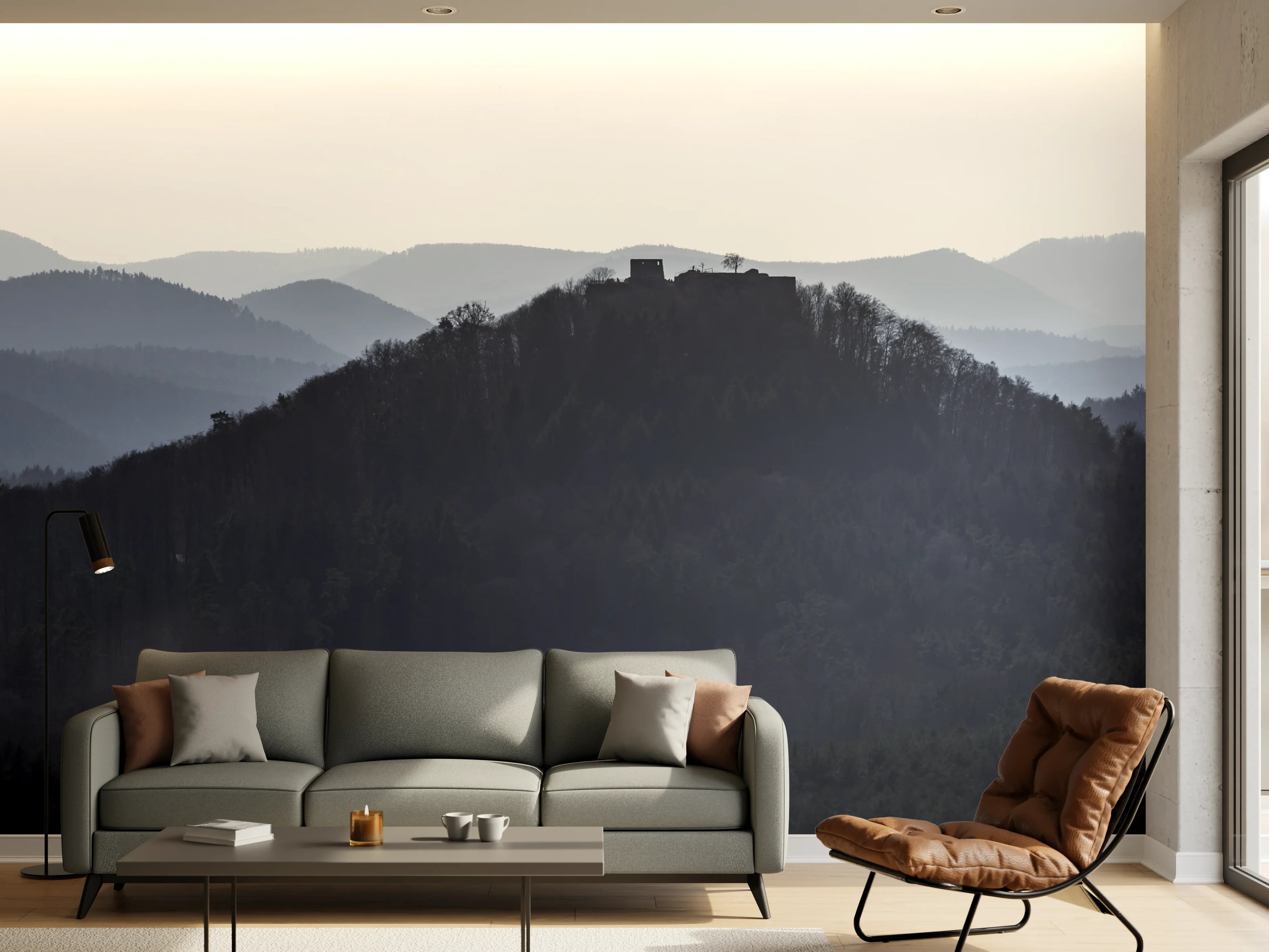 Wandverkleidung Wohnzimmer - Panorama Rötzenfels auf Burg Lindelbrunn