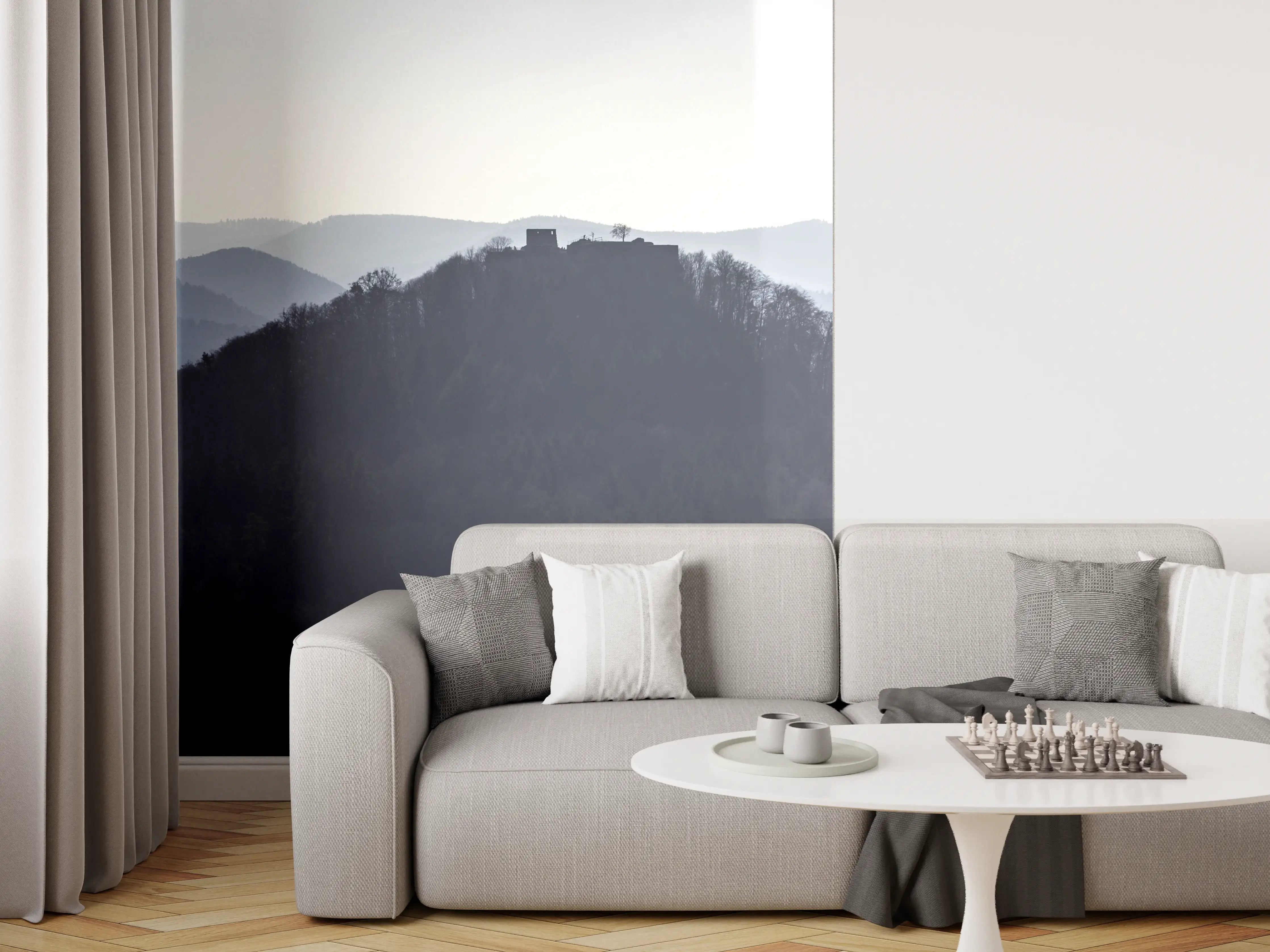 Wandverkleidung Wohnzimmer - Panorama Rötzenfels auf Burg Lindelbrunn