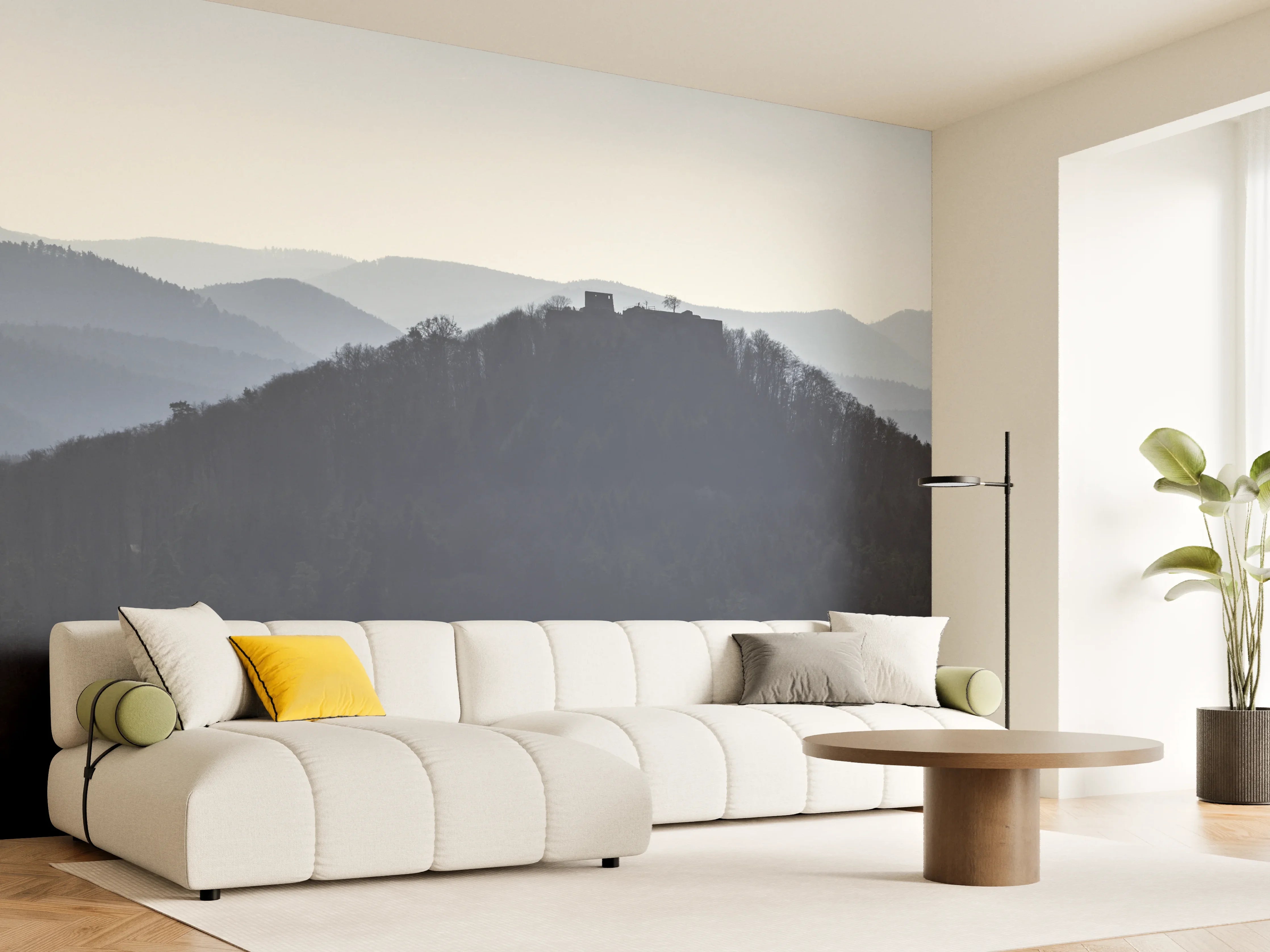 Wandverkleidung Wohnzimmer - Panorama Rötzenfels auf Burg Lindelbrunn