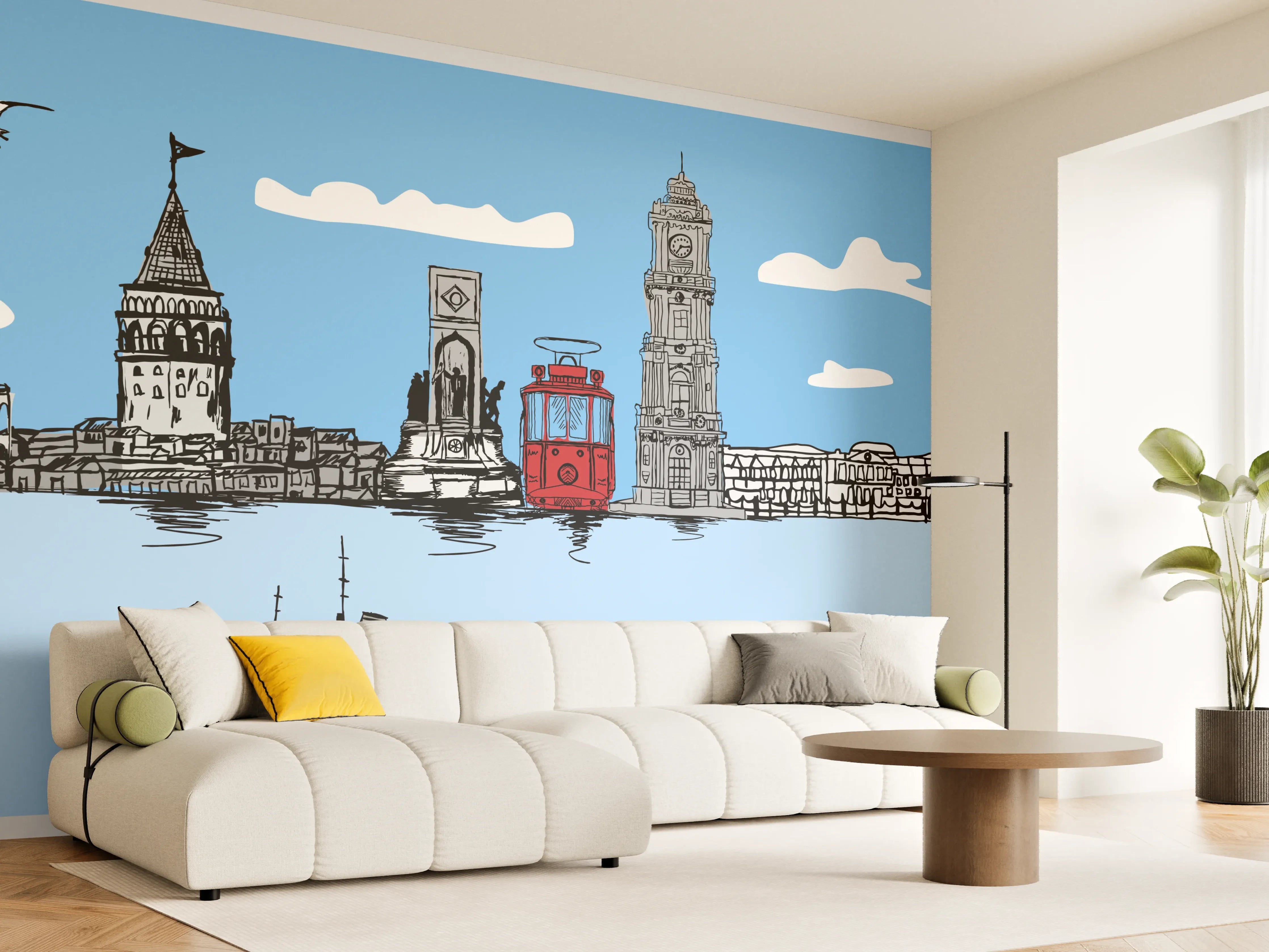 Wandverkleidung Wohnzimmer - Panorama Skylines Graphic Print