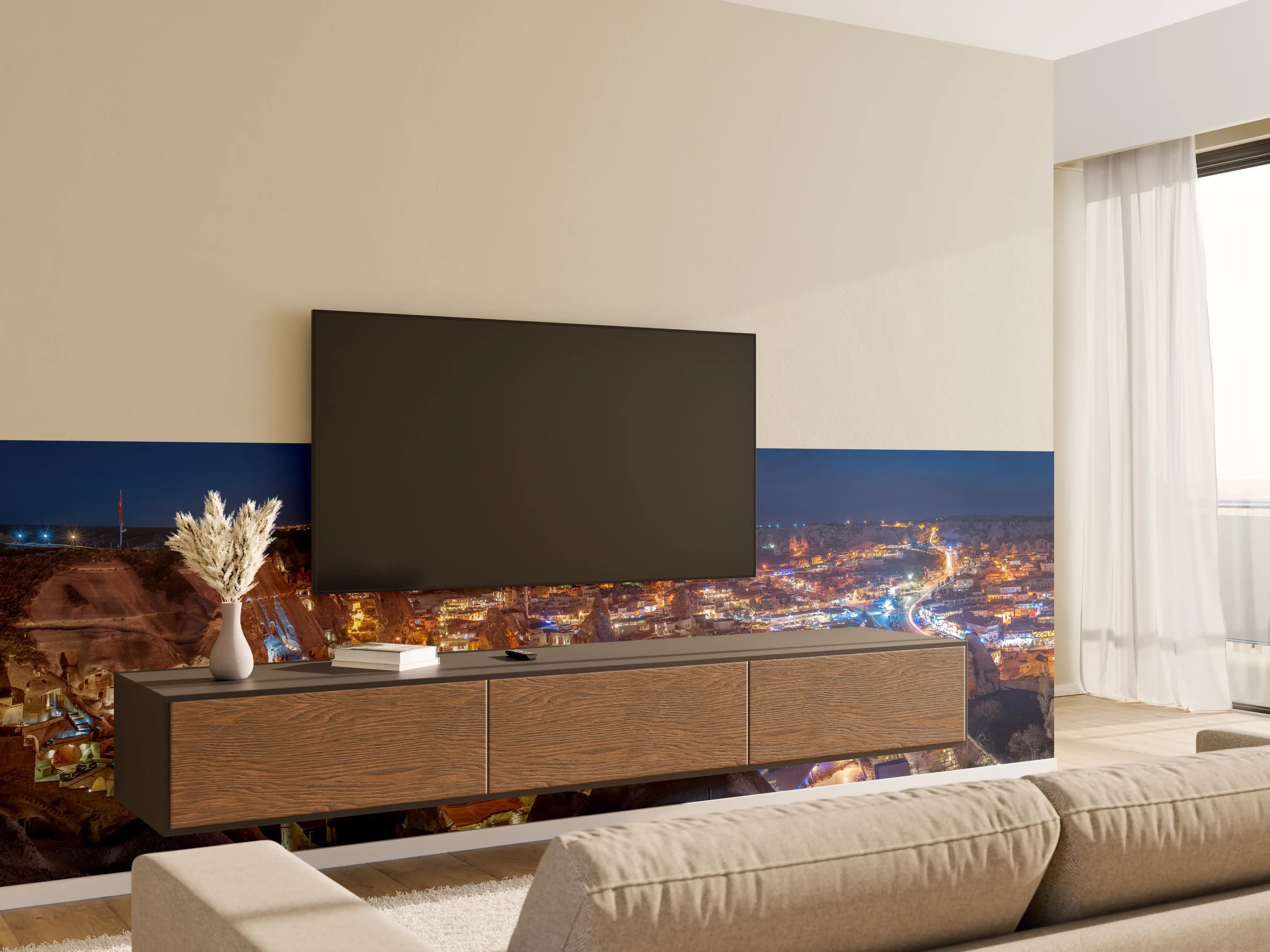 Wandverkleidung Wohnzimmer - Panorama auf Göreme - Kapadokien