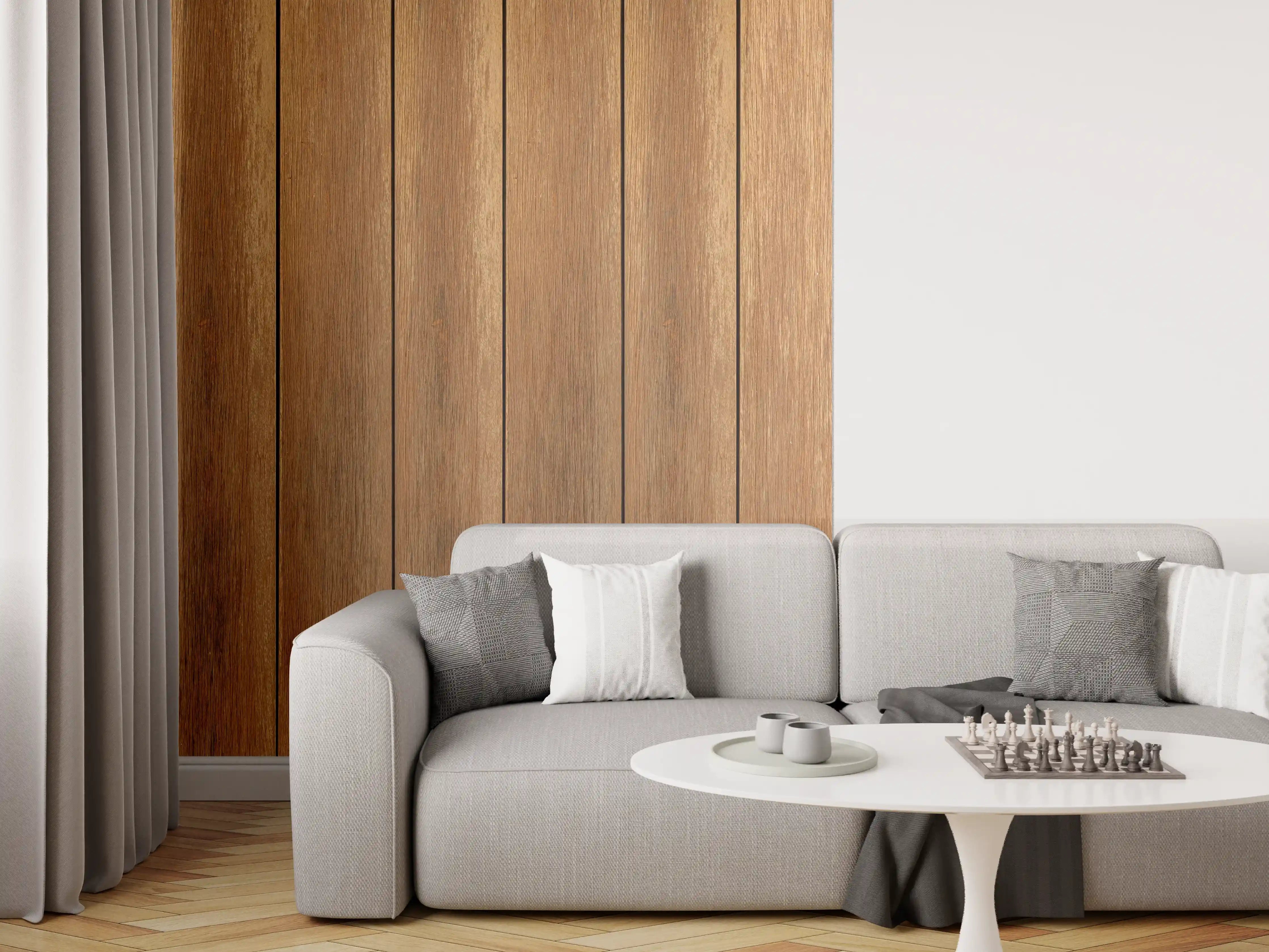Wandverkleidung Wohnzimmer - Panorama der braunen Vintage Holzwand