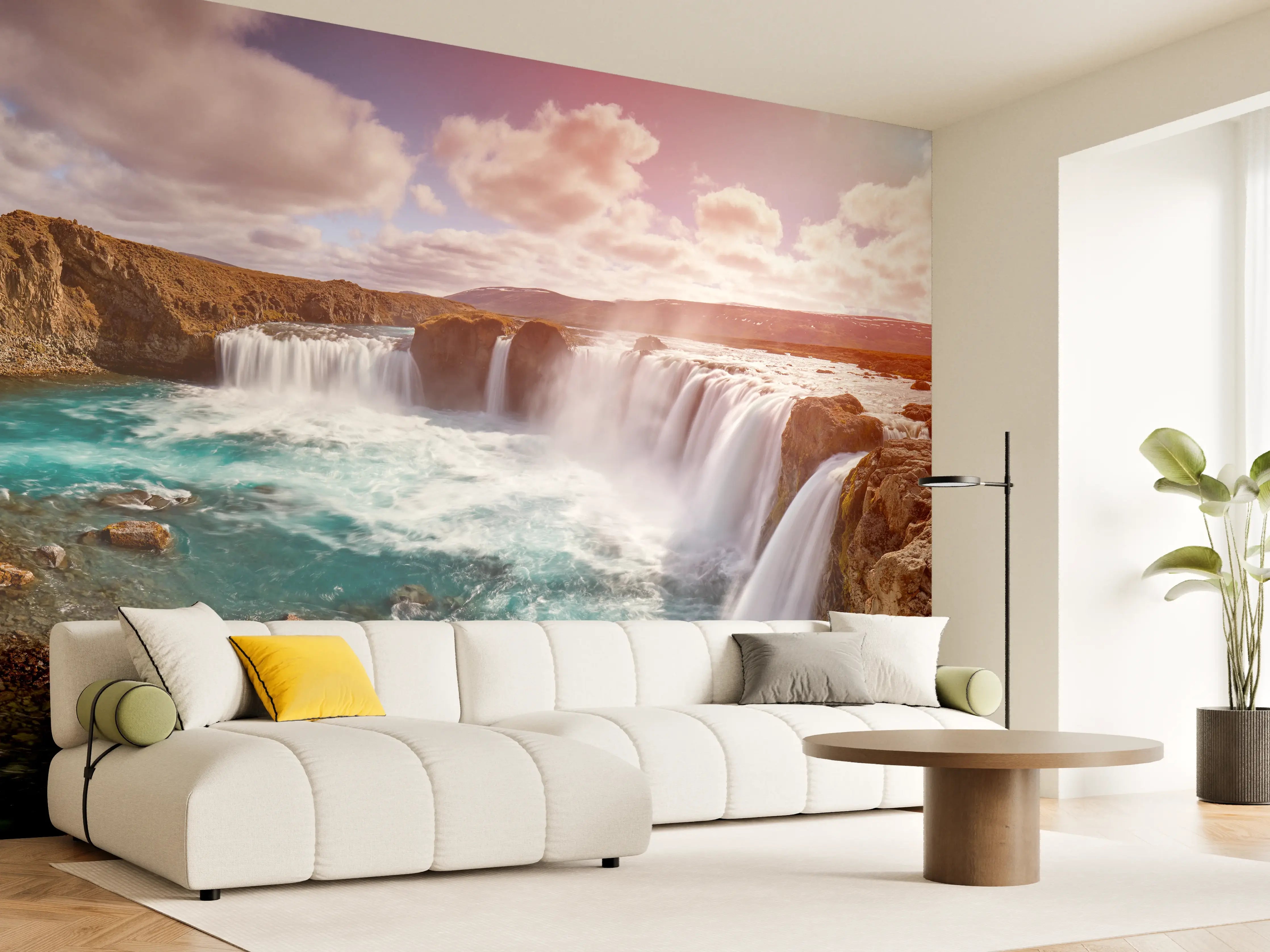 Wandverkleidung Wohnzimmer - Panorama des Goldenen Rings von Island - Vintage