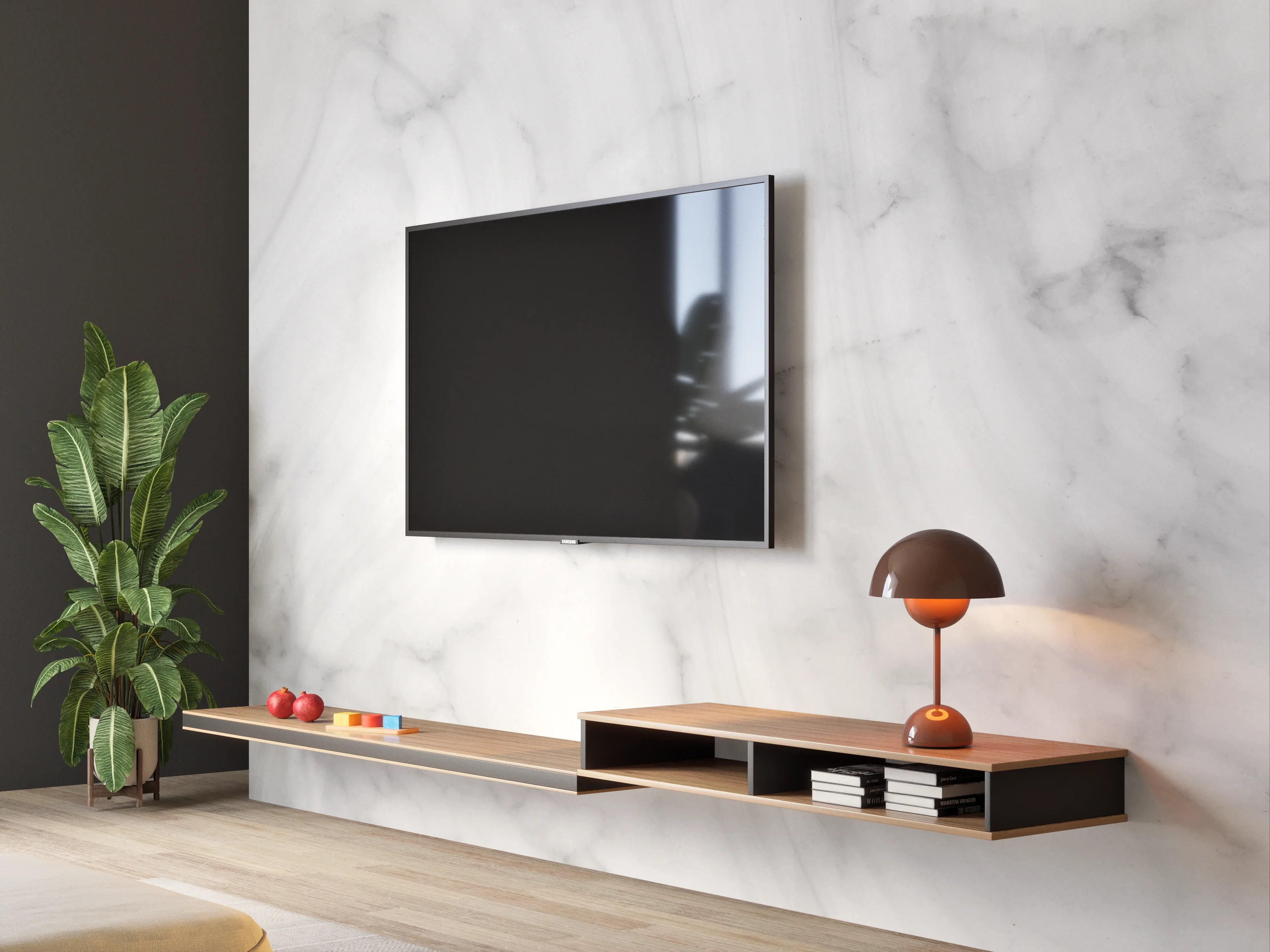 Wandverkleidung Wohnzimmer - Panorama grauer Marmor Hintergrund