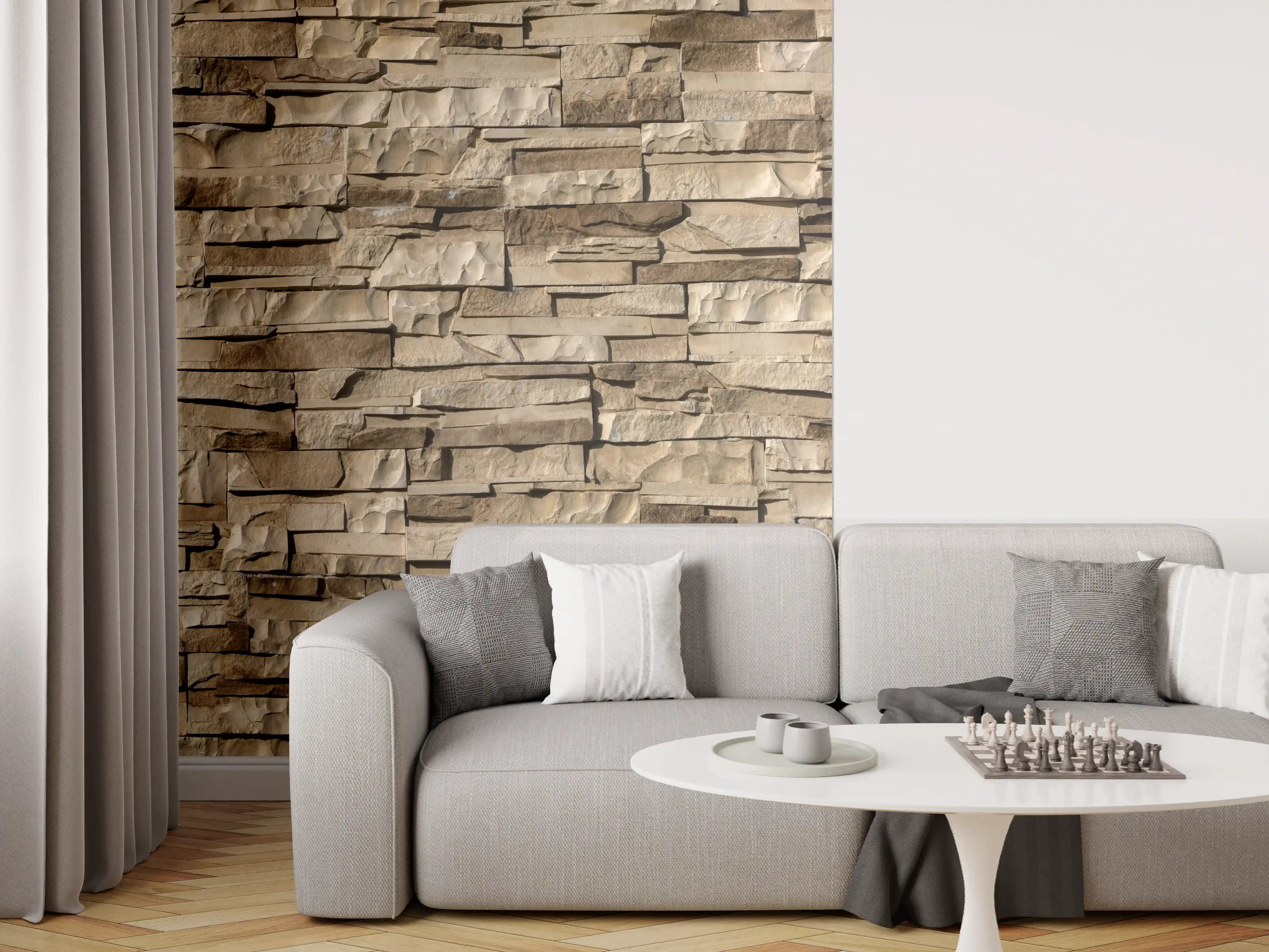 Wandverkleidung Wohnzimmer - Panorama nahtlose Textur von Klinkerfliesen