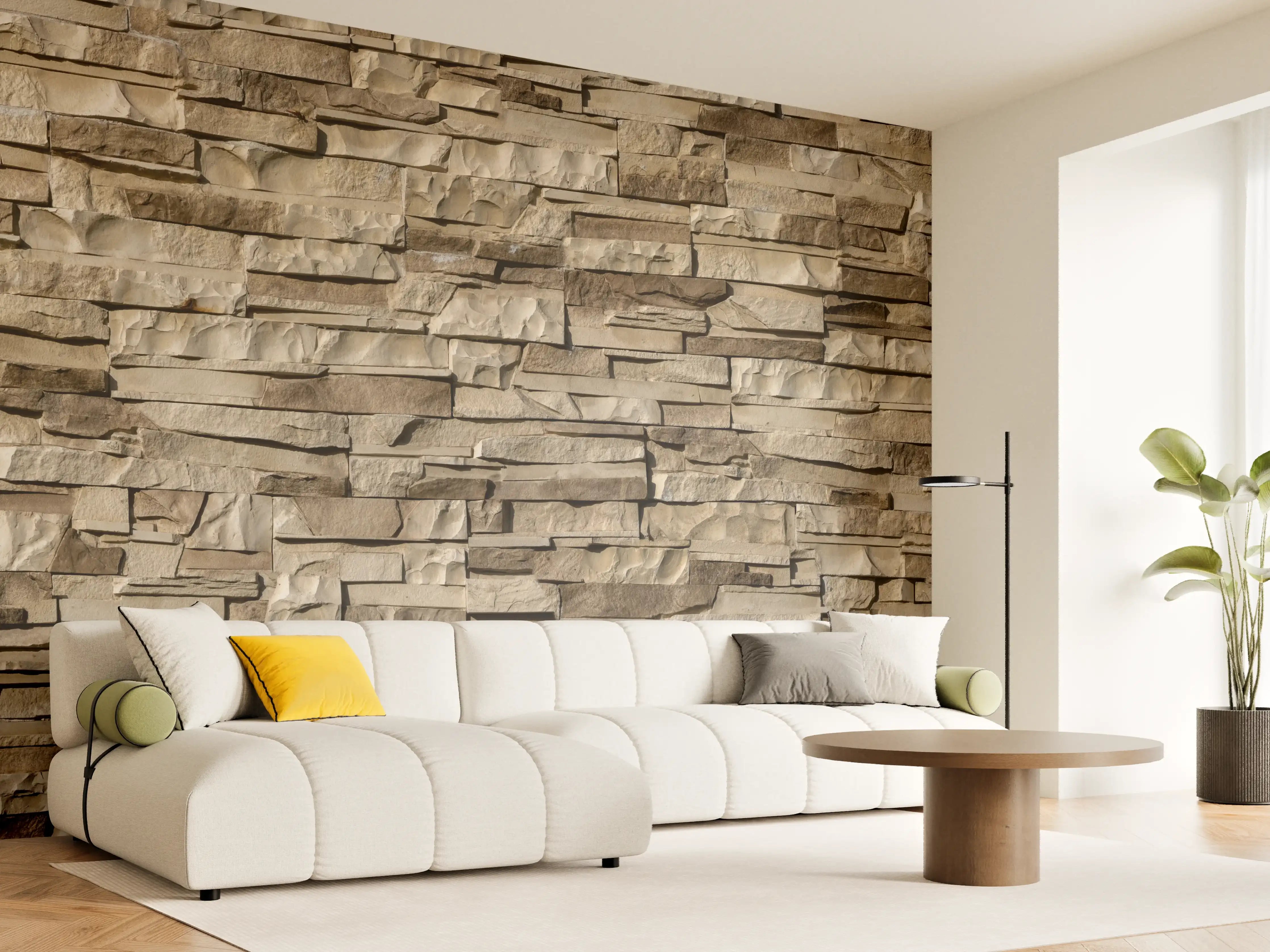 Wandverkleidung Wohnzimmer - Panorama nahtlose Textur von Klinkerfliesen