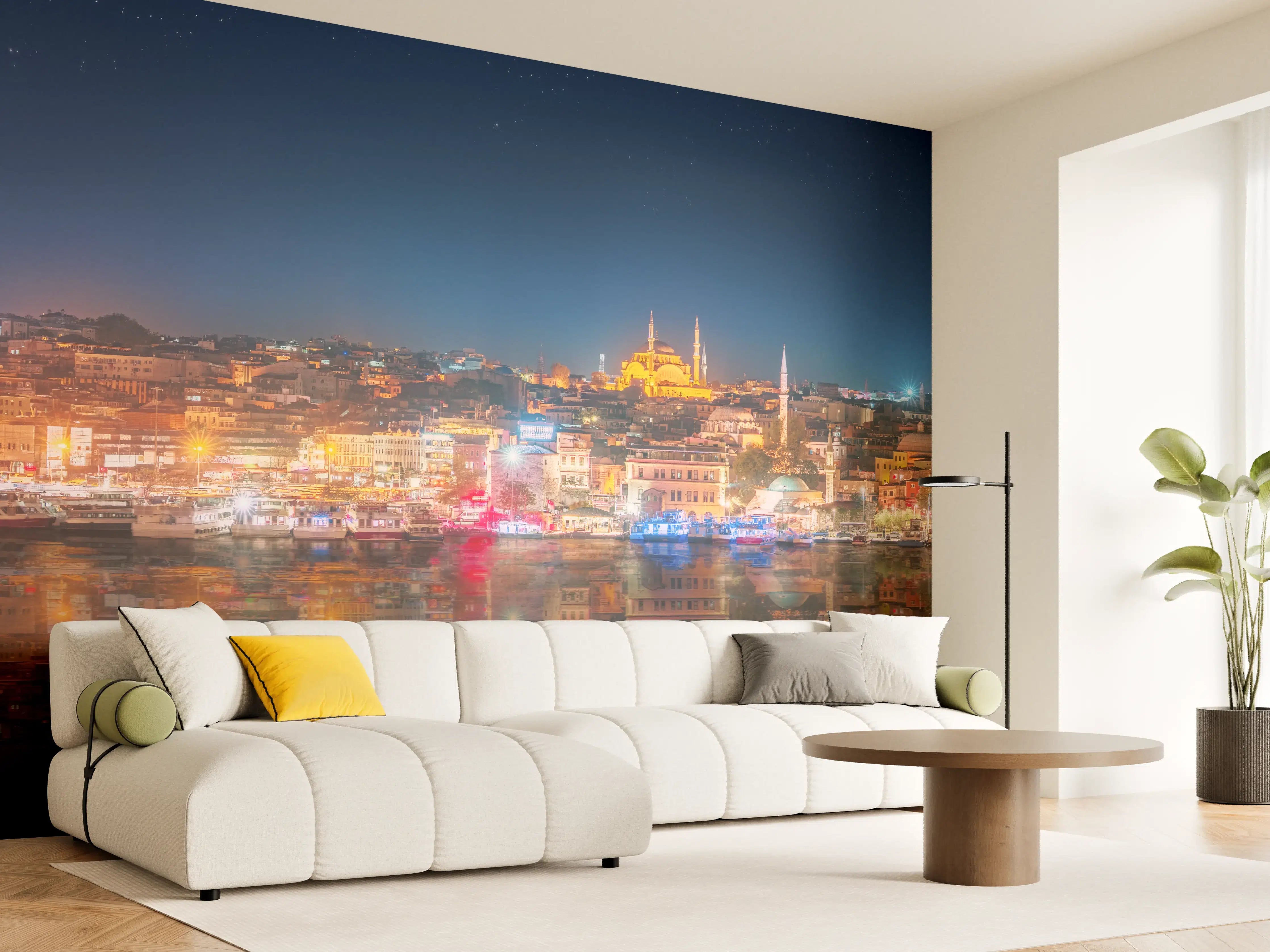 Wandverkleidung Wohnzimmer - Panorama von Istanbul & Bosporus bei Nacht
