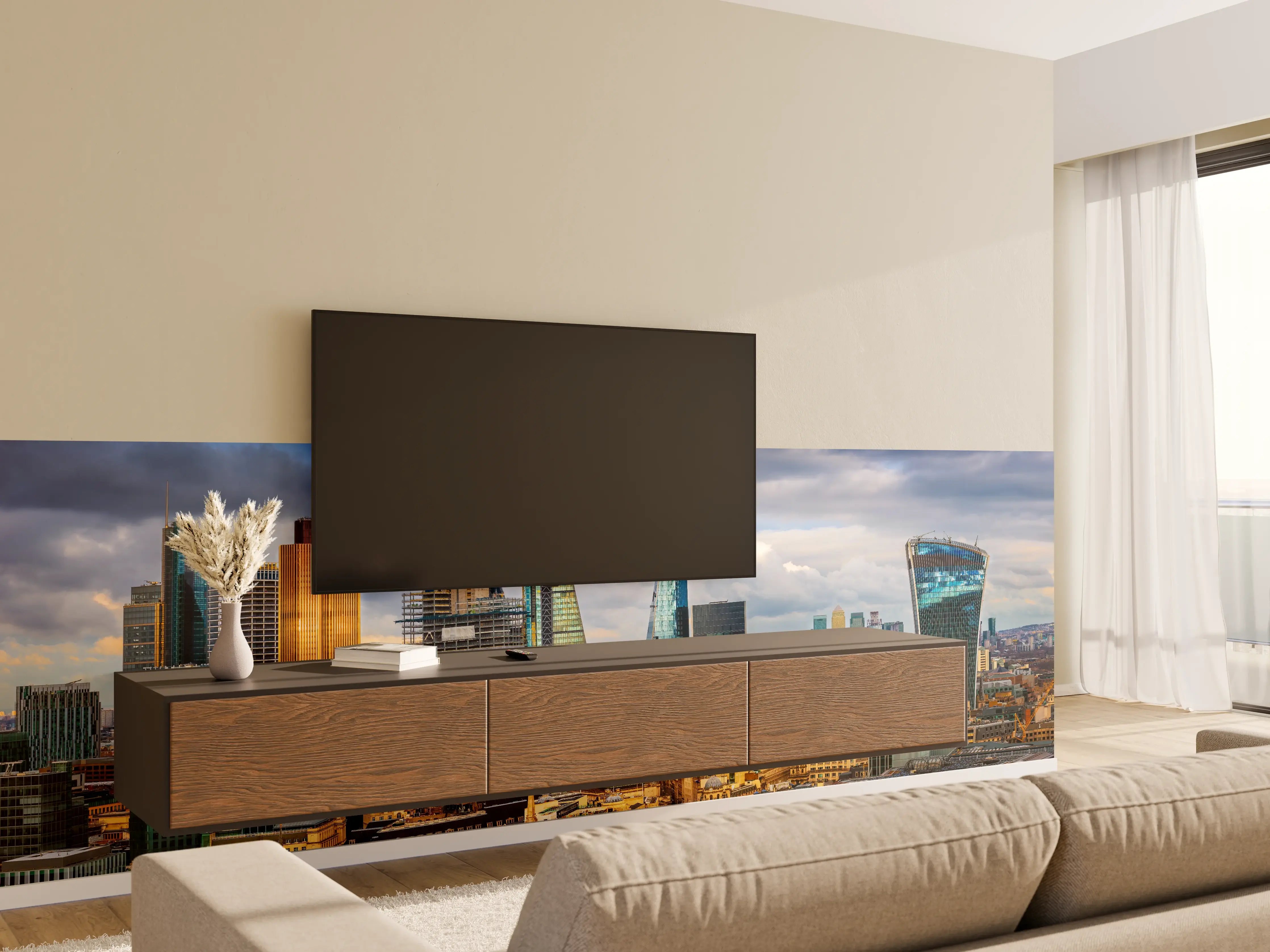 Wandverkleidung Wohnzimmer - Panorama von London