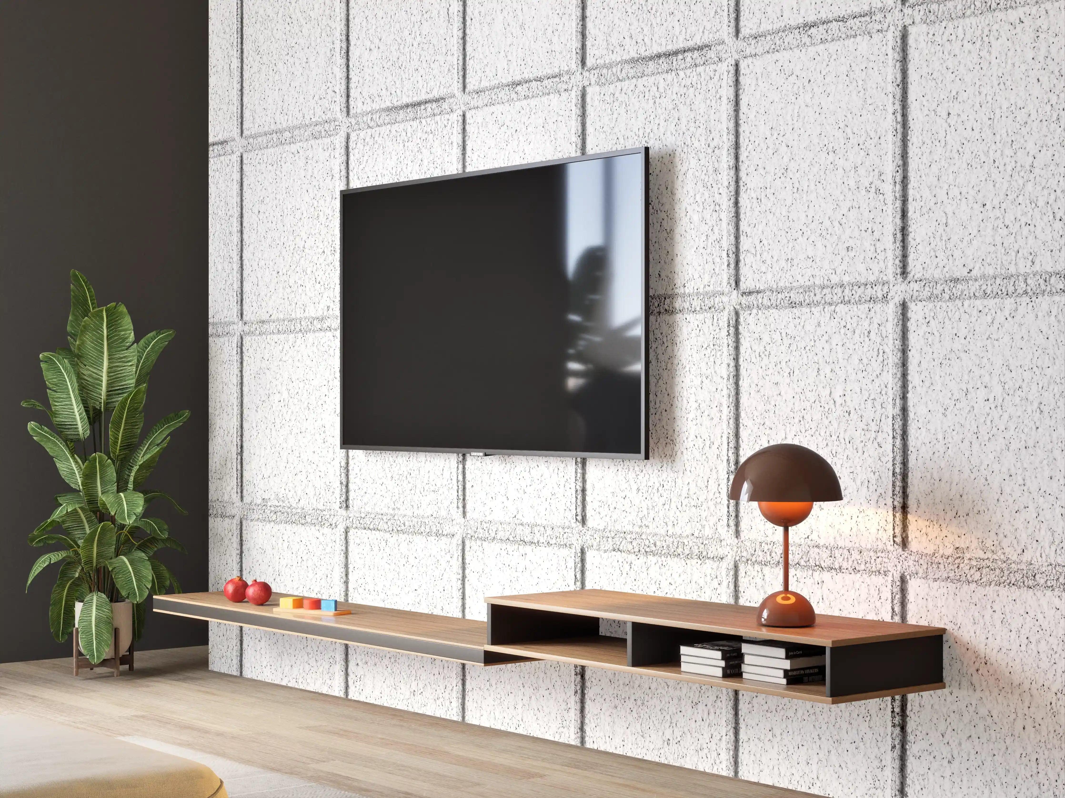 Wandverkleidung Wohnzimmer - Panorama von weißem Betonblock Wand