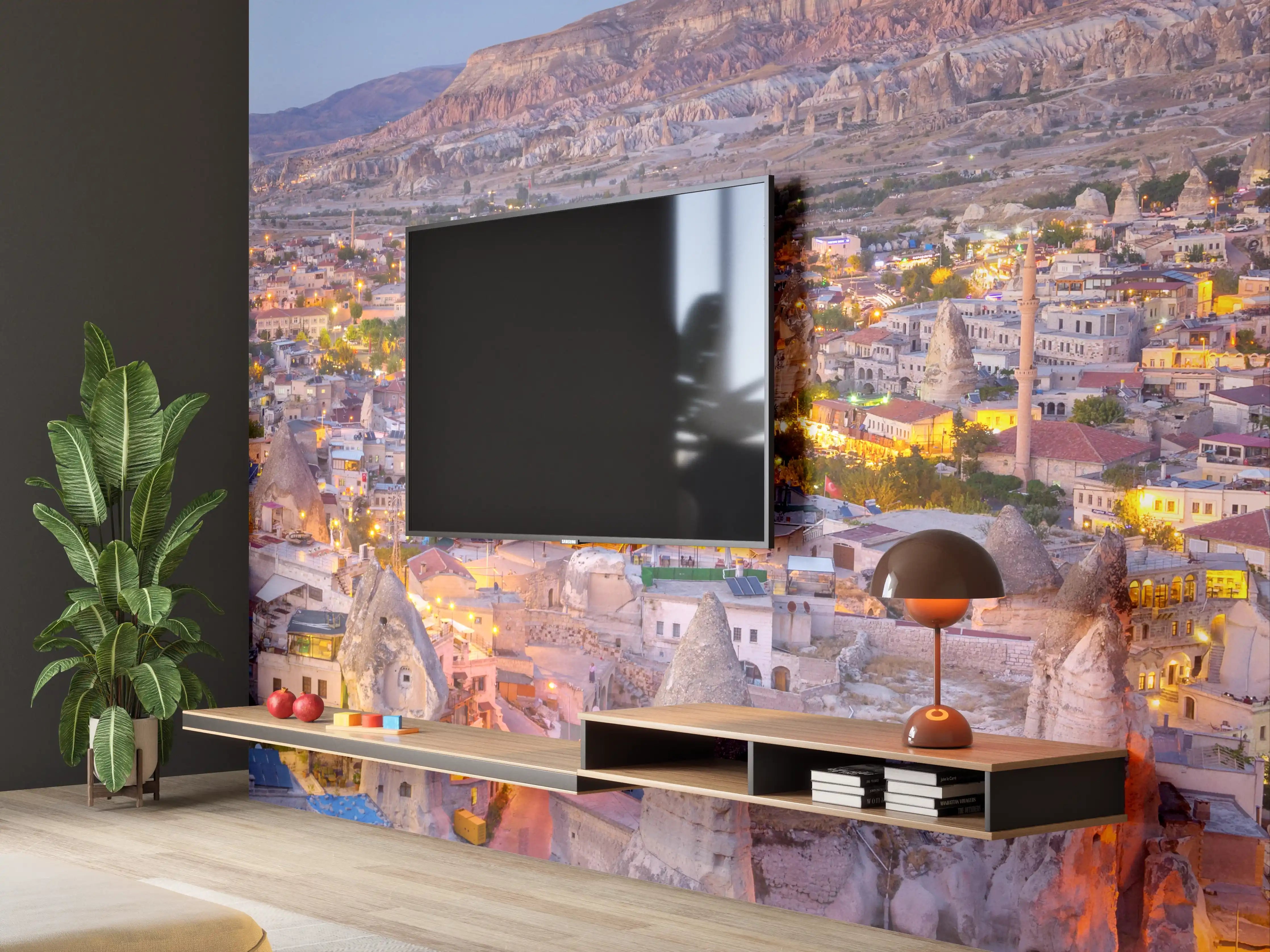 Wandverkleidung Wohnzimmer - Panoramablick auf Göreme - Kapadokien