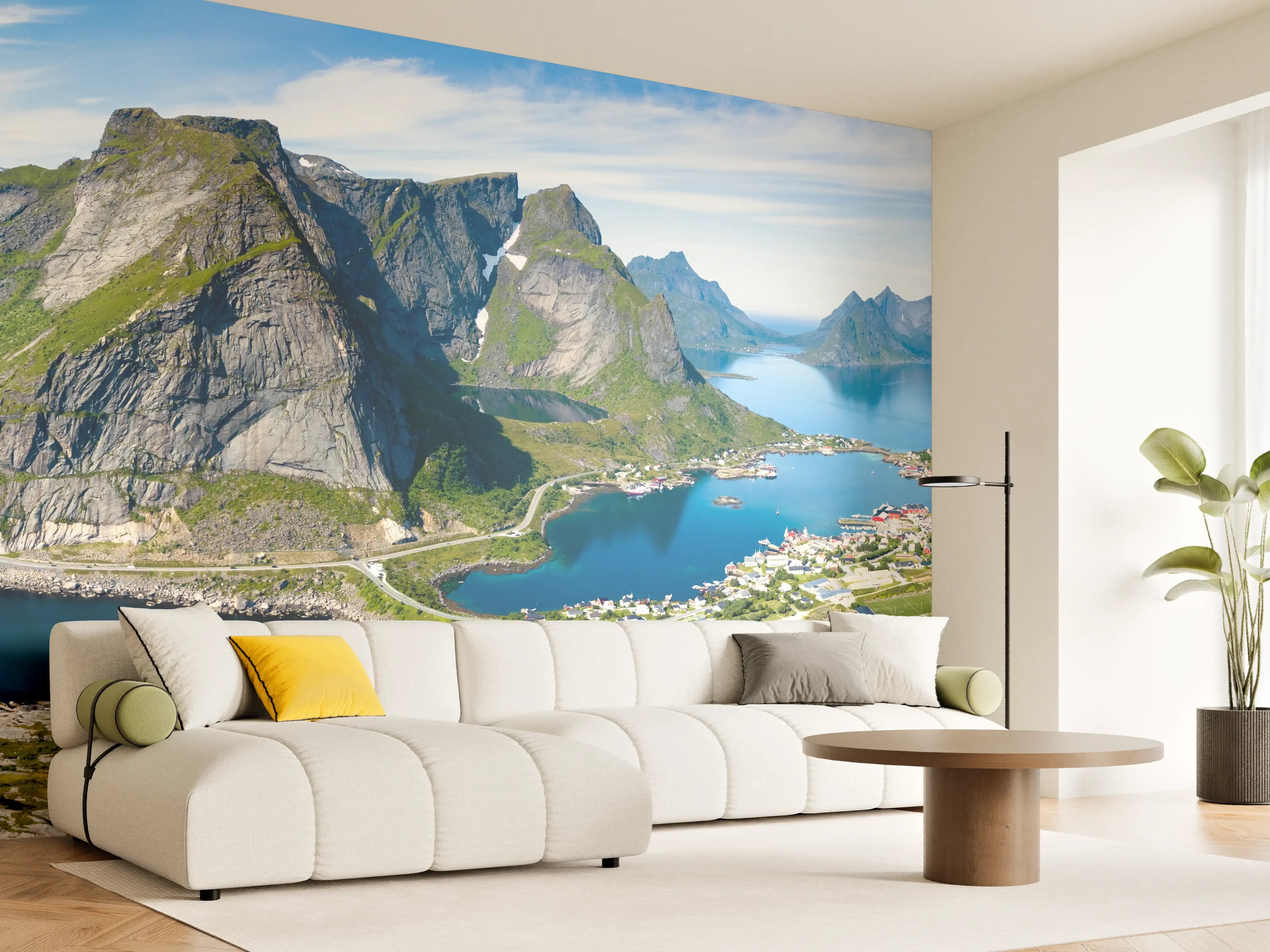 Wandverkleidung Wohnzimmer - Panoramablick auf Reine