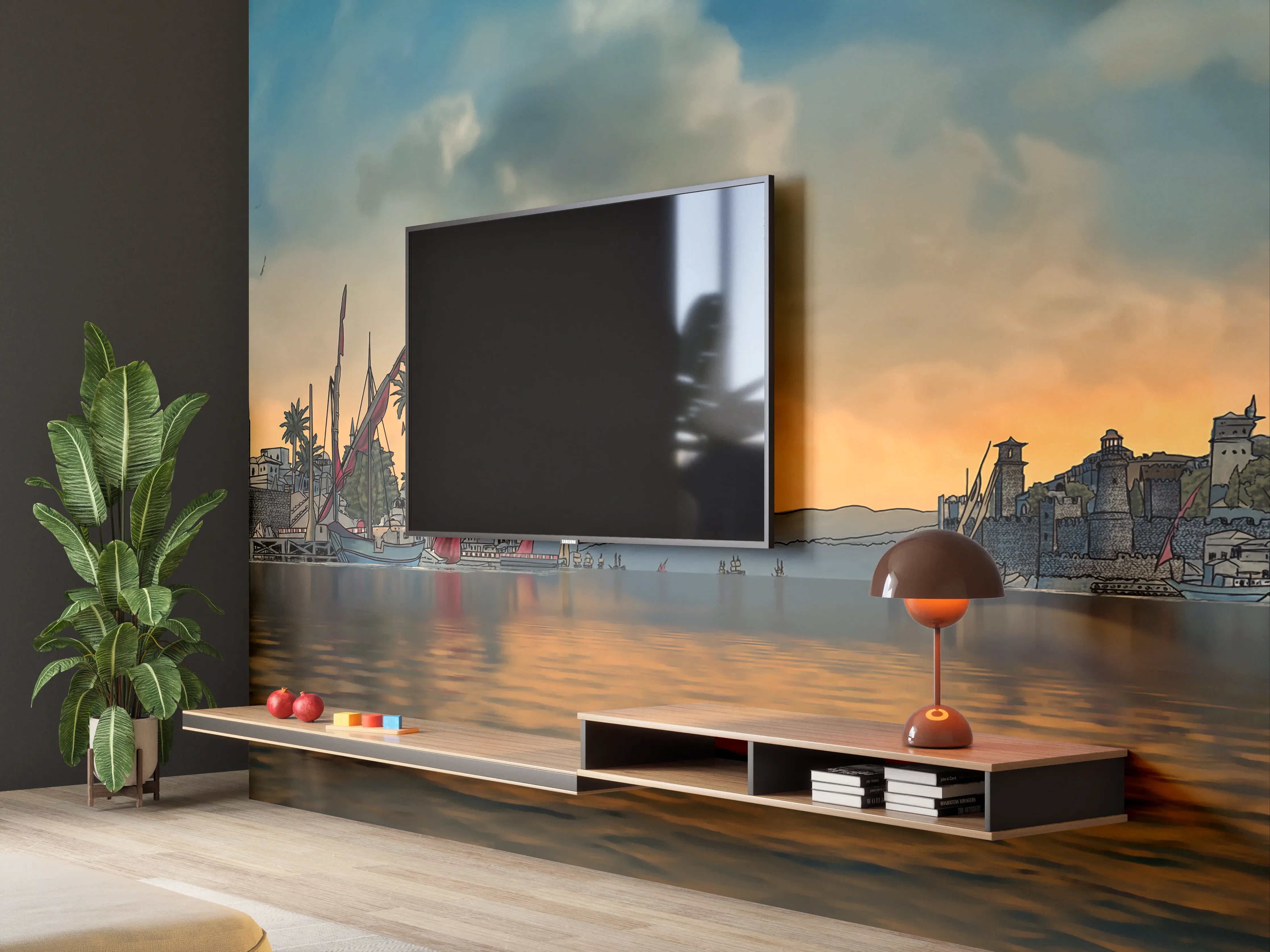 Wandverkleidung Wohnzimmer - Panoramablick auf alt-Istanbul