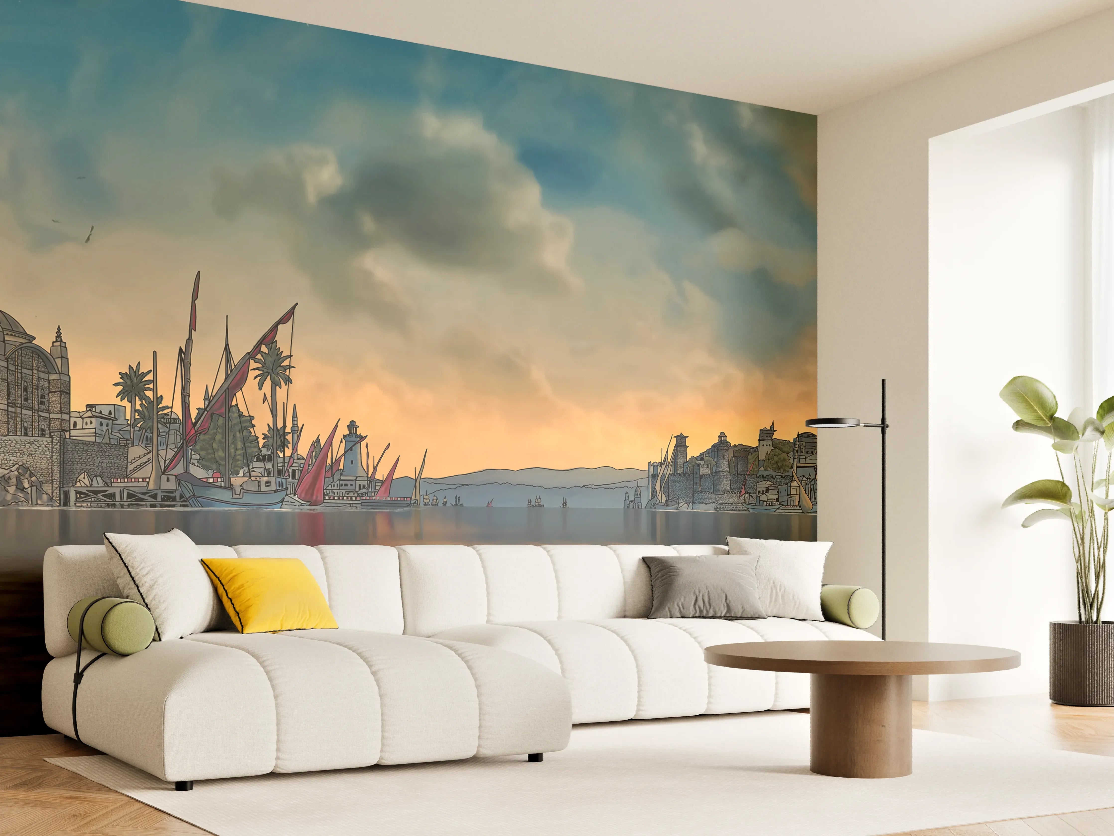 Wandverkleidung Wohnzimmer - Panoramablick auf alt-Istanbul